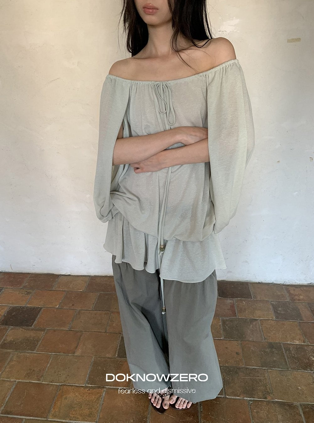 Linen Blend Draped Top