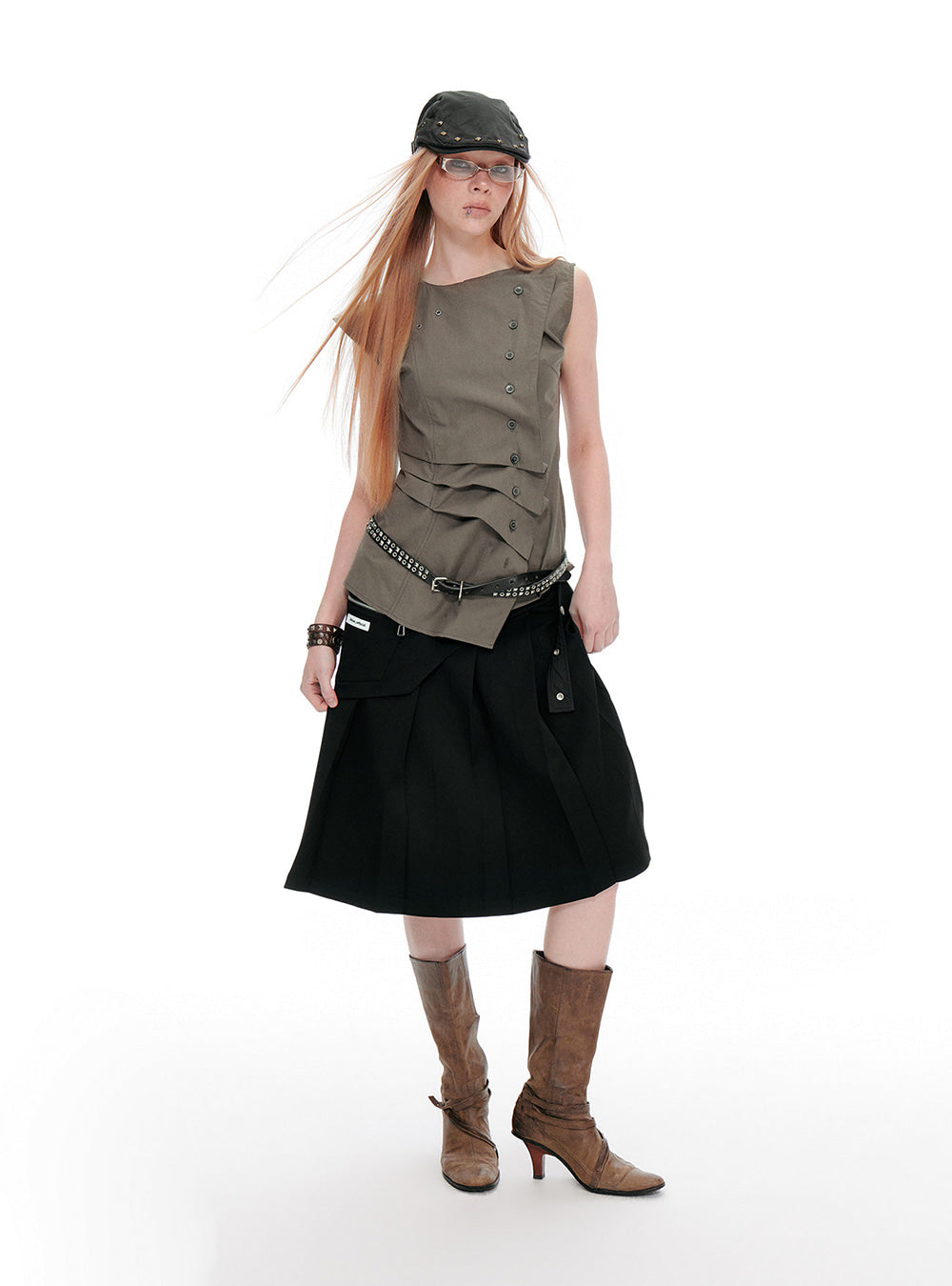 Origami Drape Button Top