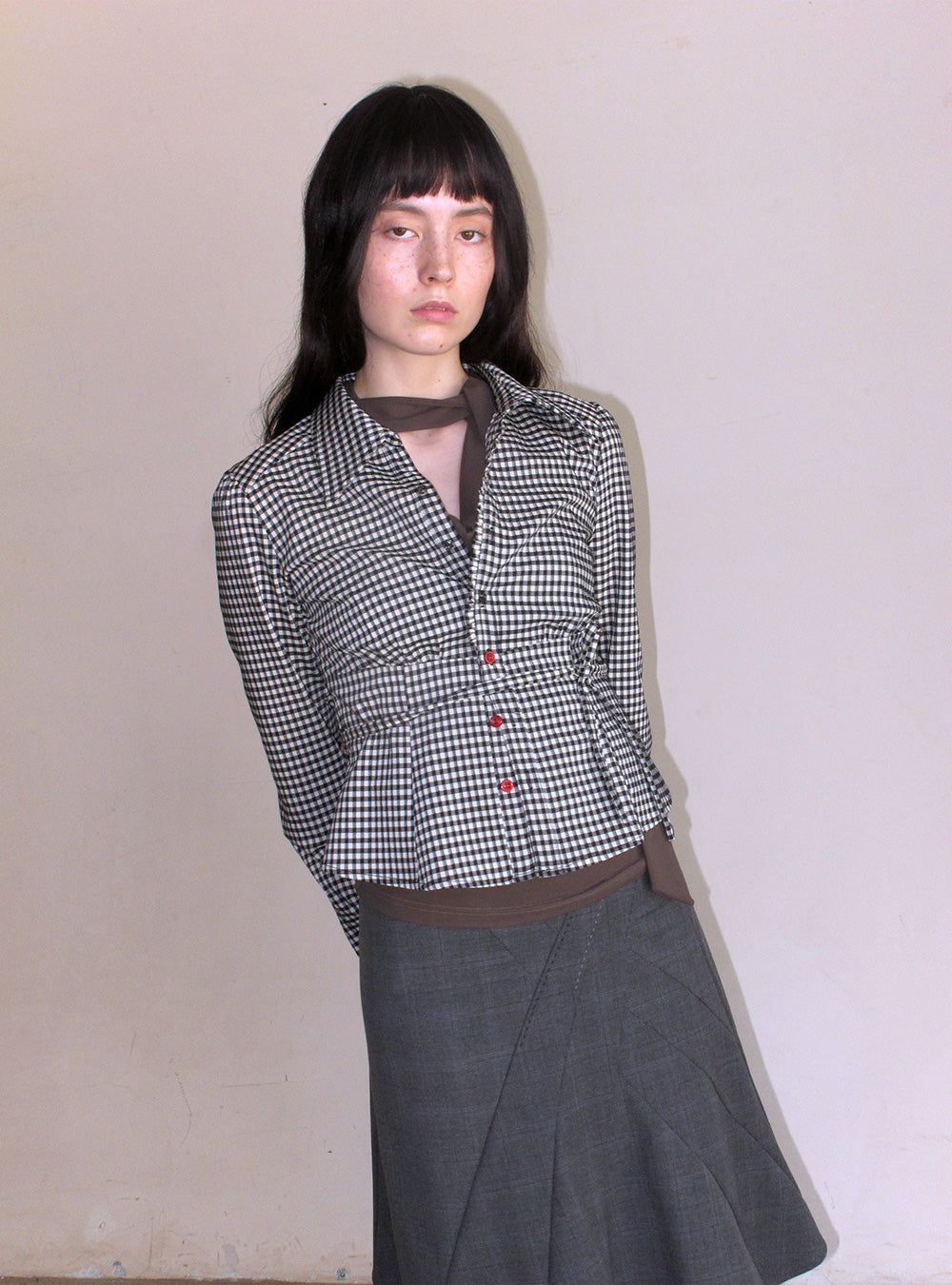 Tencel Check Button & Tie Detail Shirt