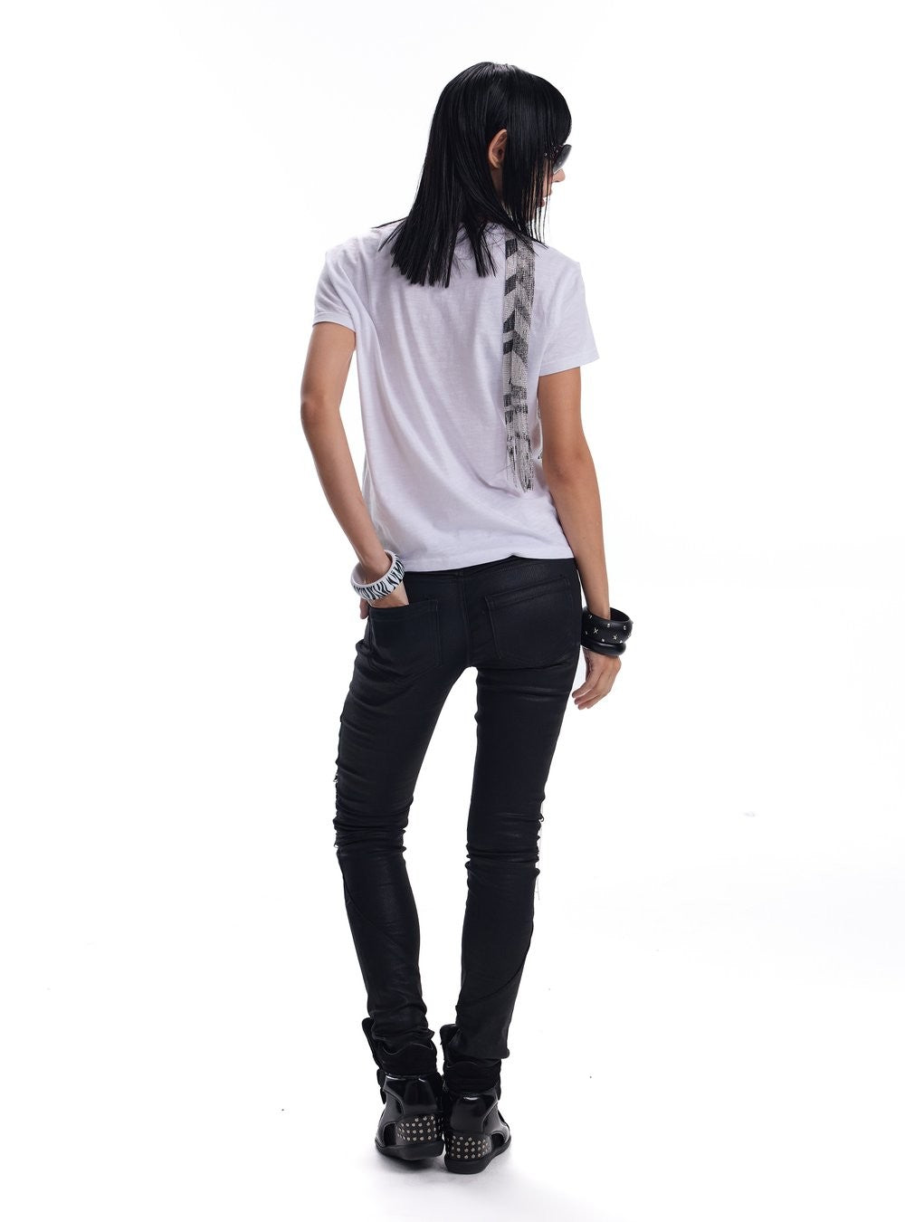 Cross Cubic V Neck Top