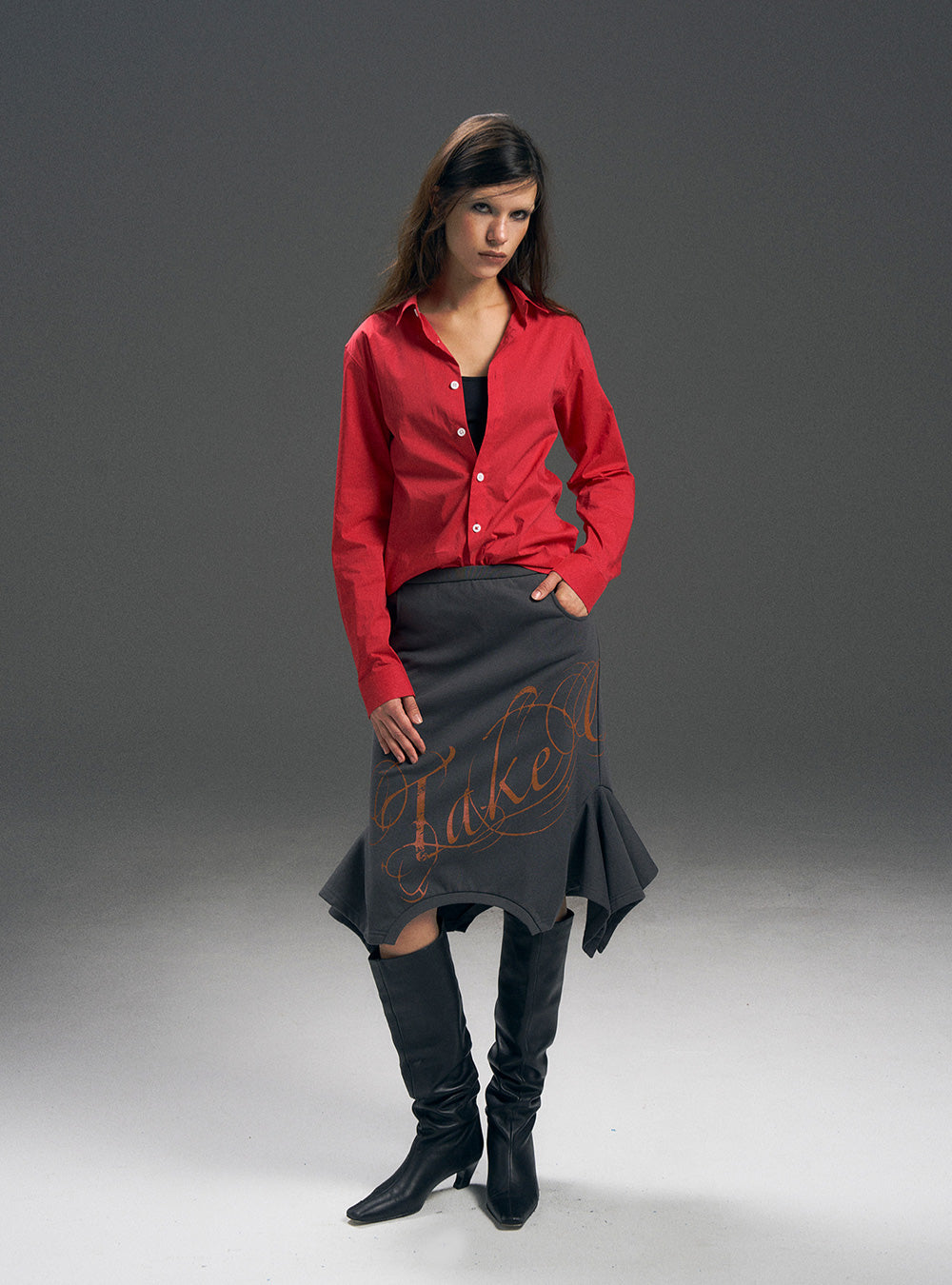 Deconstructed Knit Midi Skirt