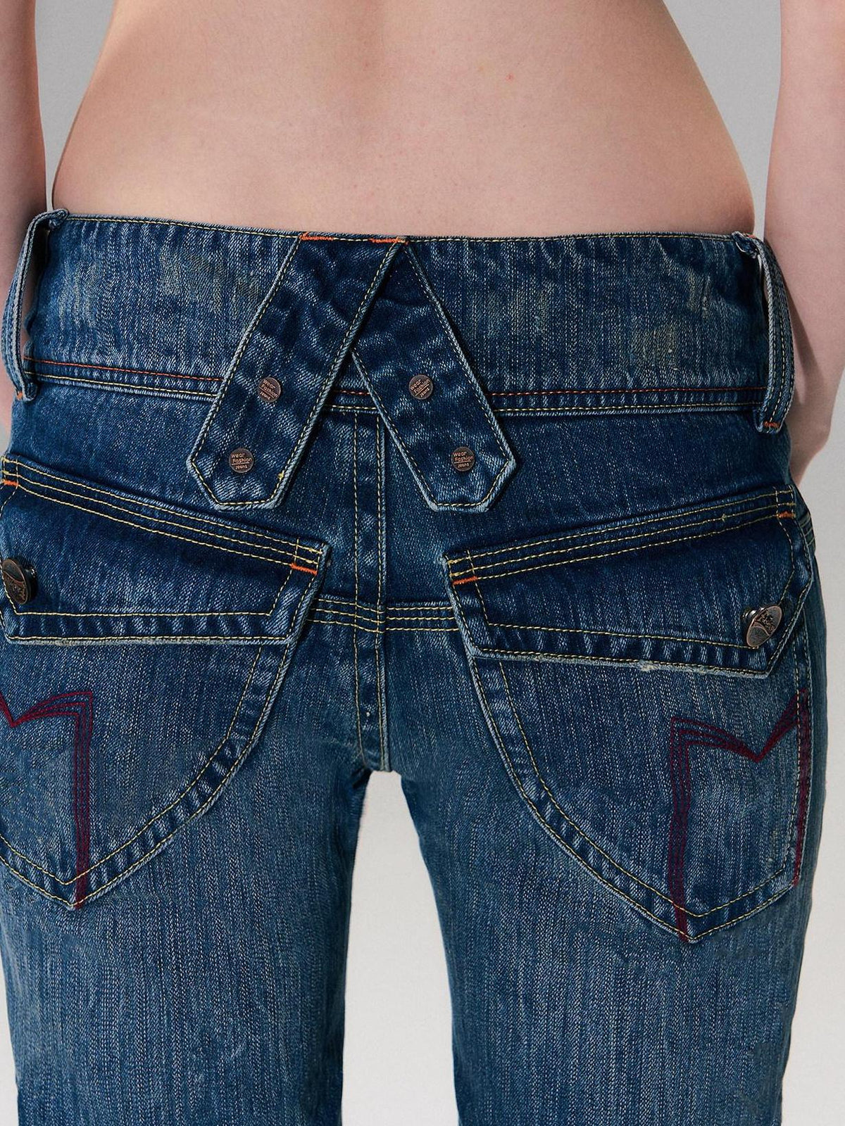 Slight Stretch Low Rise Slim Cotton Casual Women Deep Blue Straight Leg Jeans