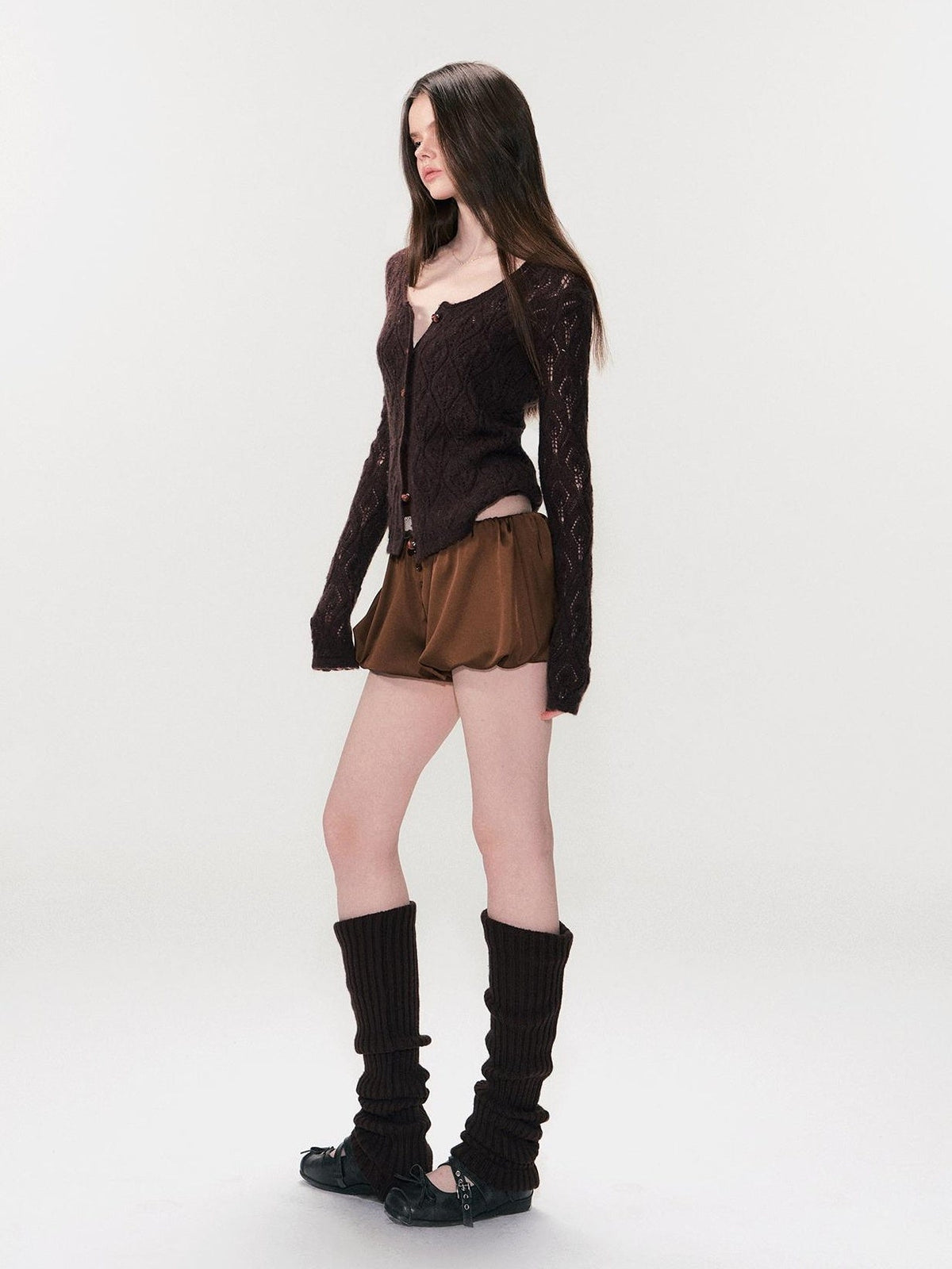 Alpaca Mohair Lightweight Diamond Cropped Button Front Women Knit Cardigans