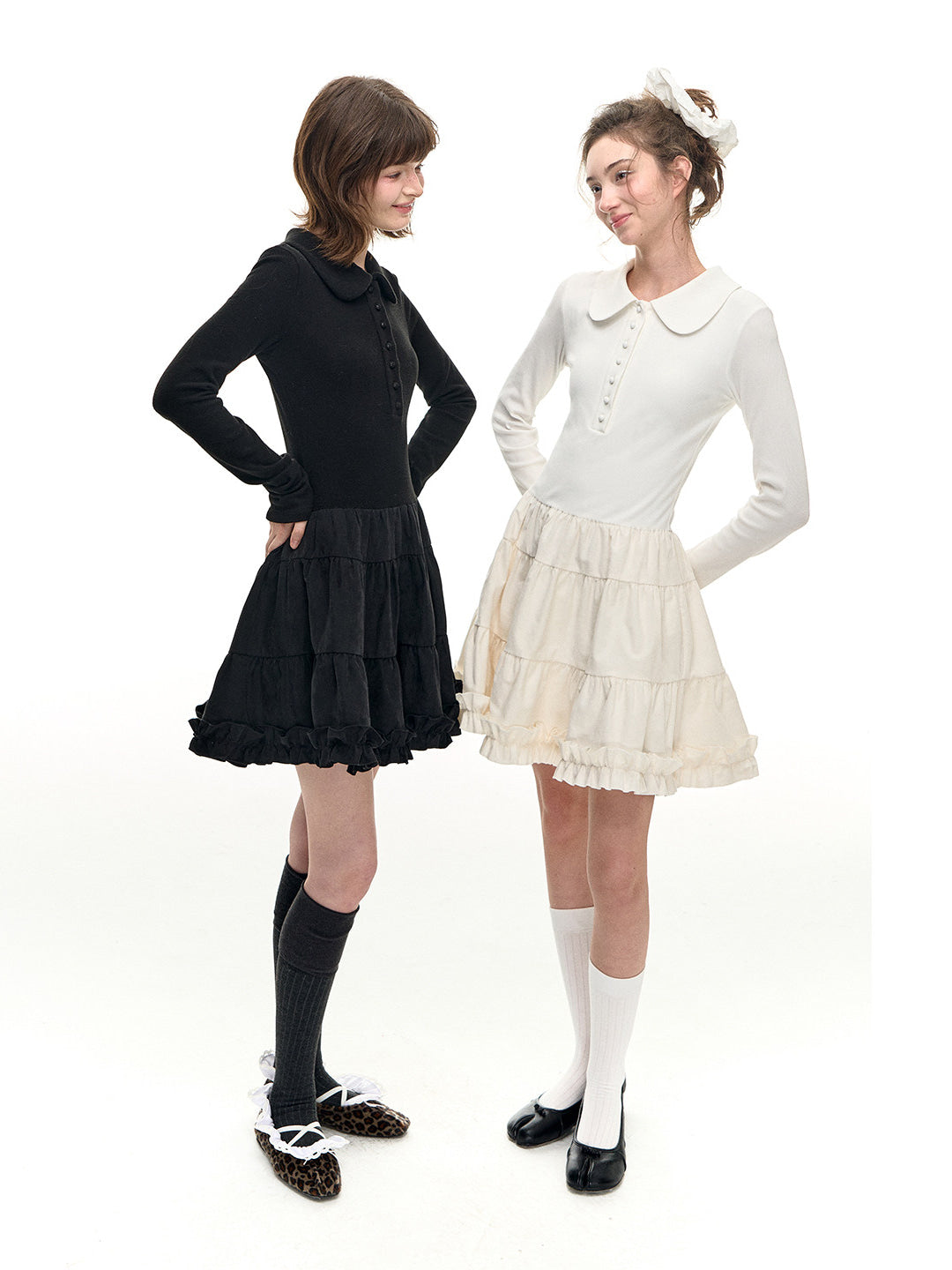 Romance Nanci Puff Polo Knit Layered One-Piece