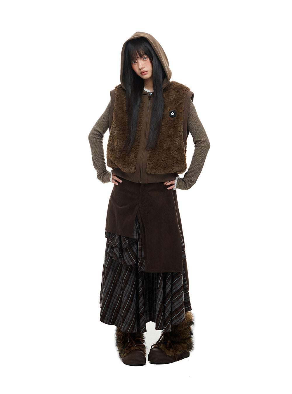 Cocoa Bear Furry Vest Jacket