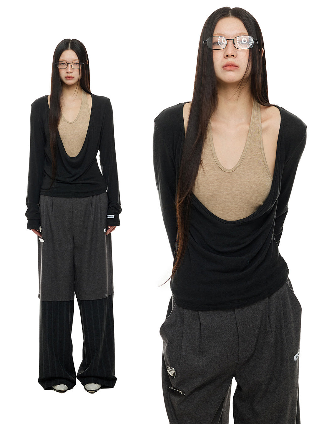 Fallen Neck Layer Top (2color)