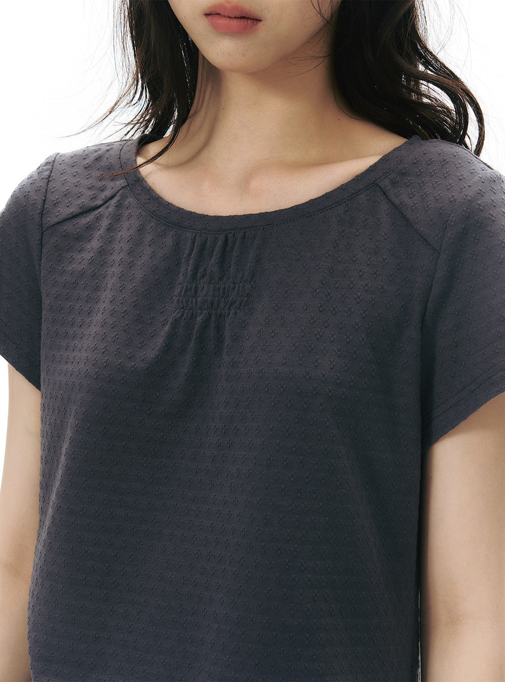 Seam Gathered Neck Top (2color)