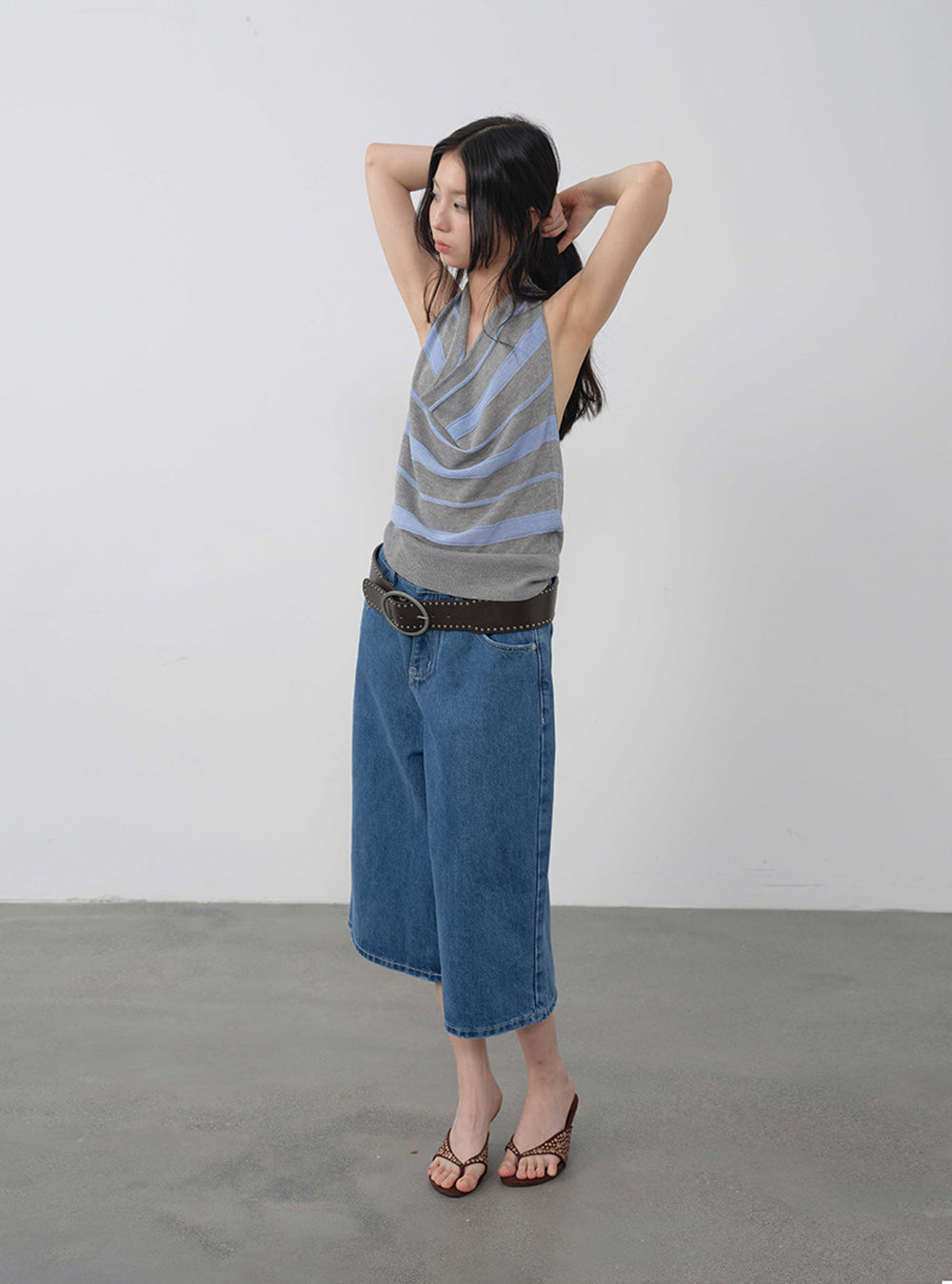 Stripe Halterneck Swing Vest