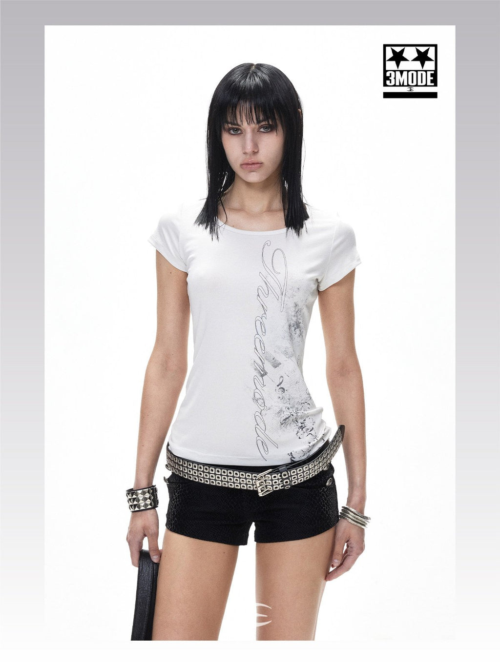 Winged Script Print Top