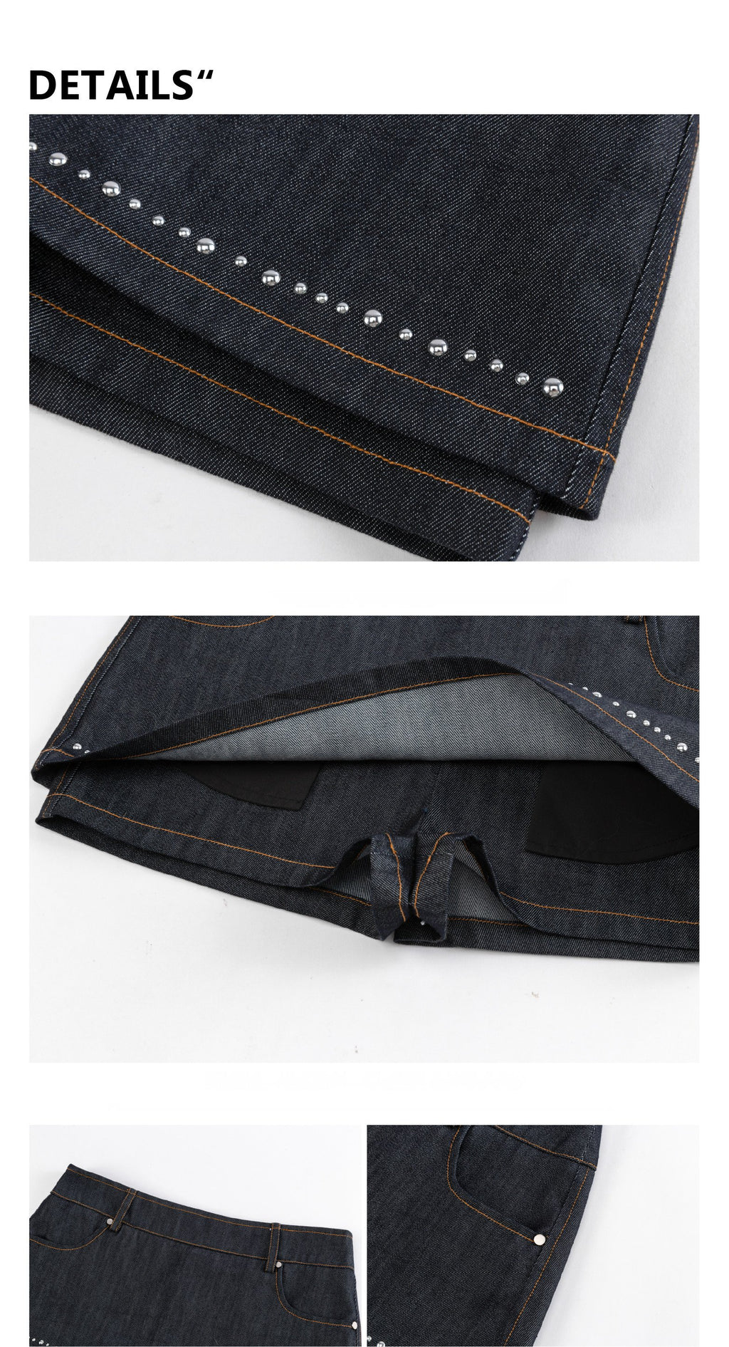 Spiral Stitch Denim Skirt