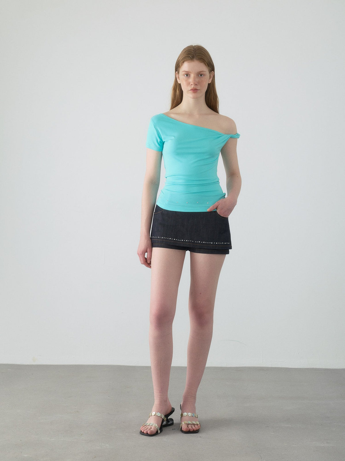 Spiral Stitch Denim Skirt