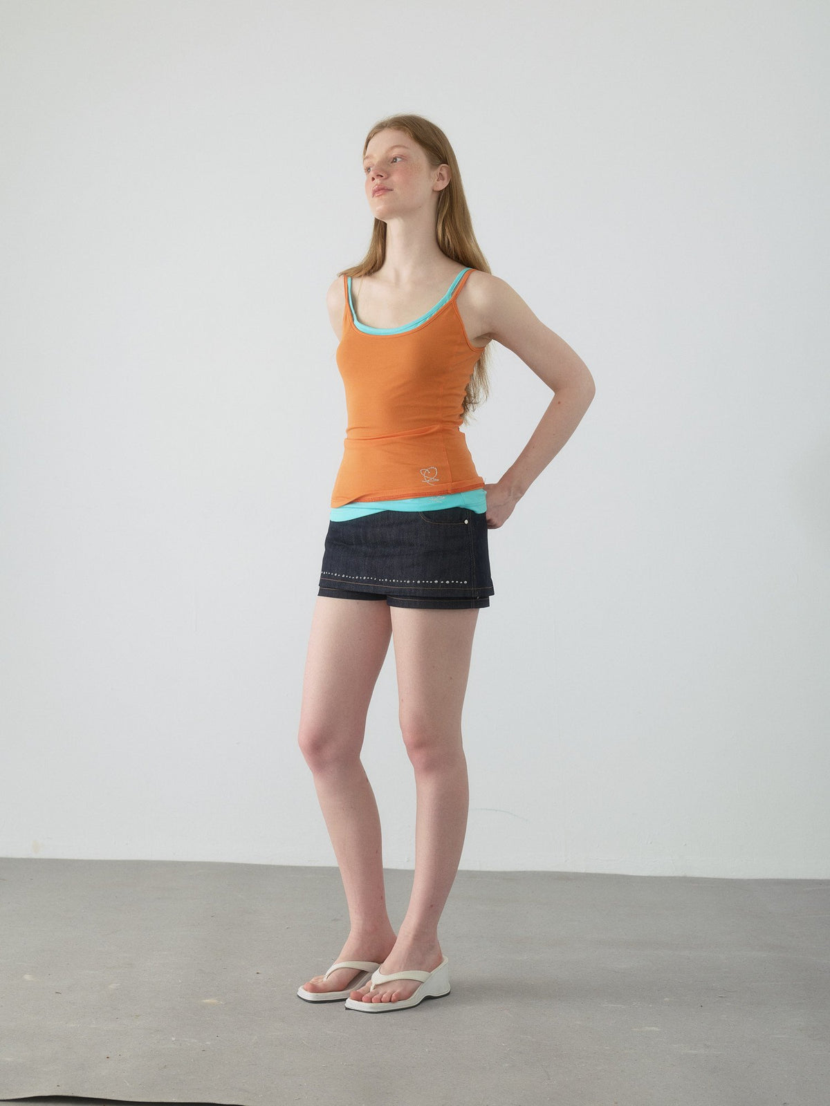 Spiral Stitch Denim Skirt