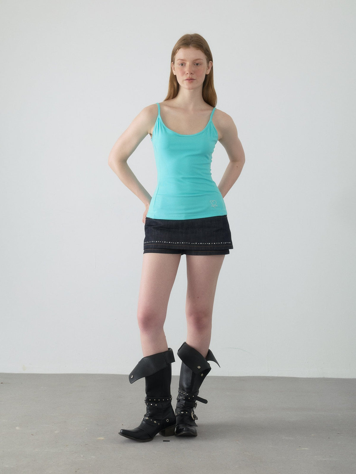 Spiral Stitch Denim Skirt