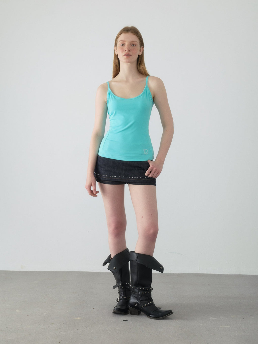 Spiral Stitch Denim Skirt
