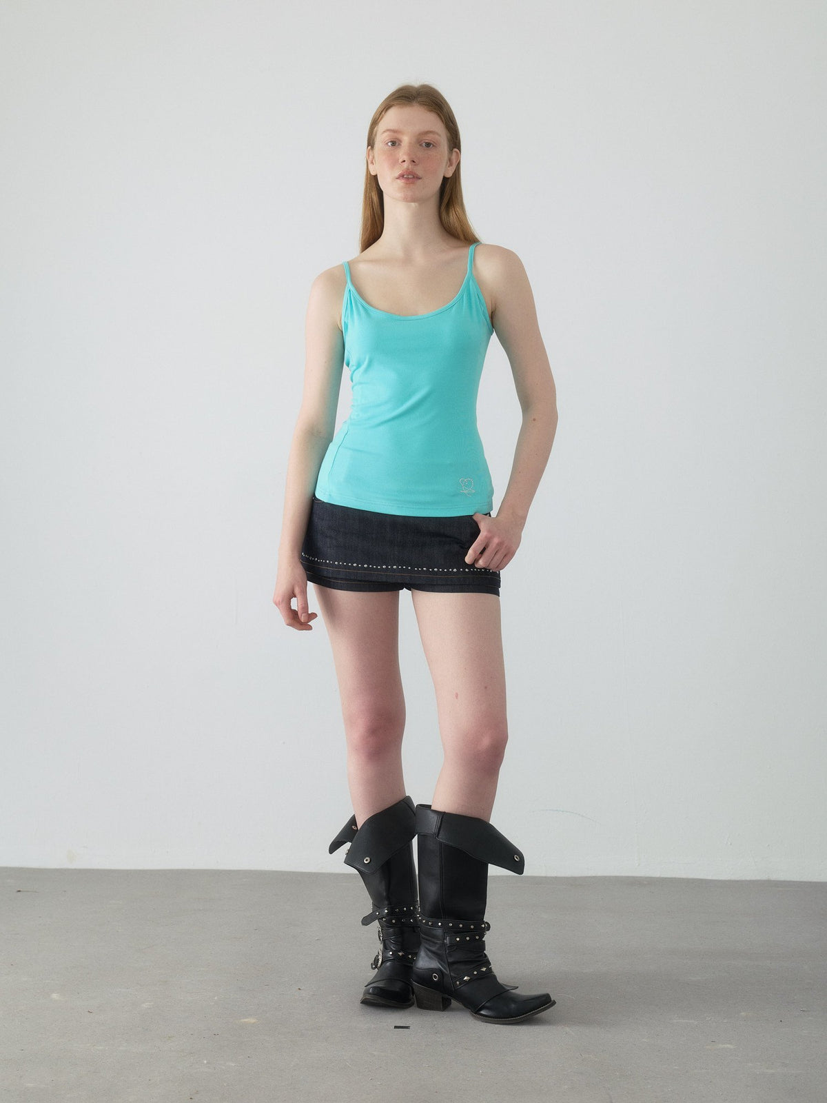 Spiral Stitch Denim Skirt