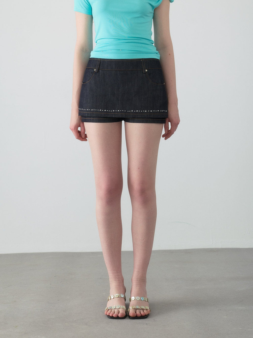 Spiral Stitch Denim Skirt