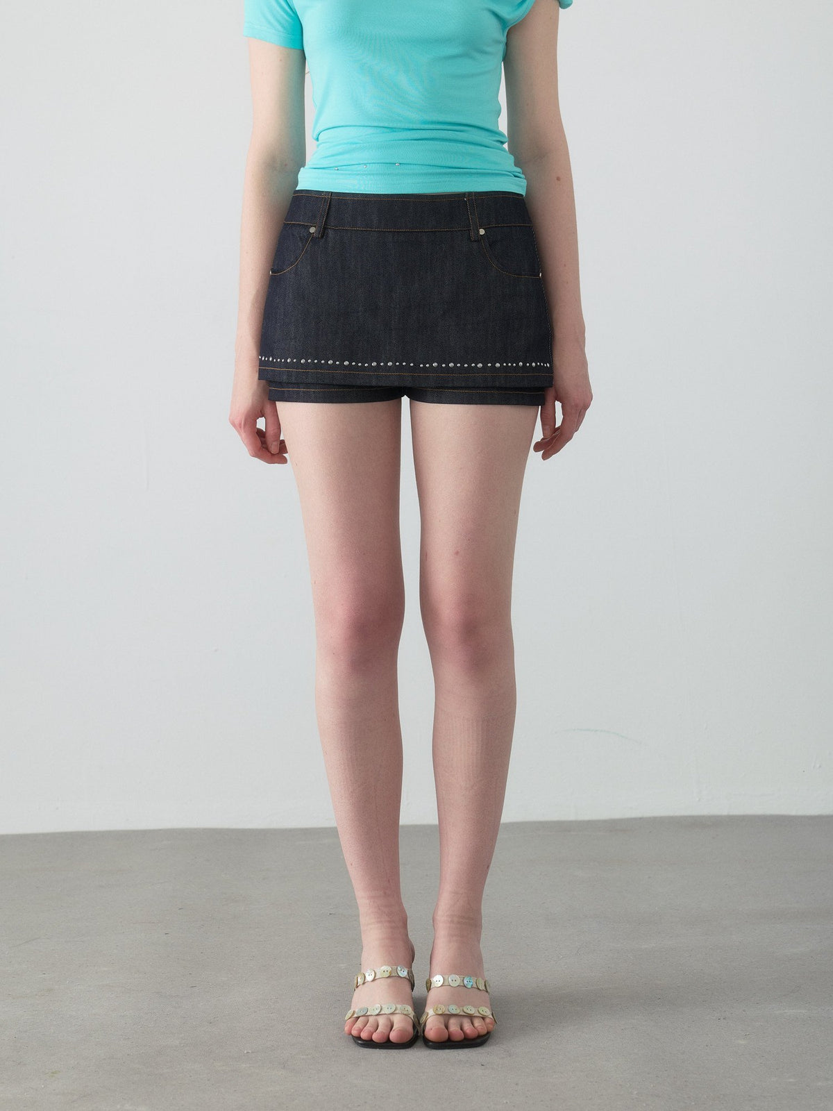 Spiral Stitch Denim Skirt