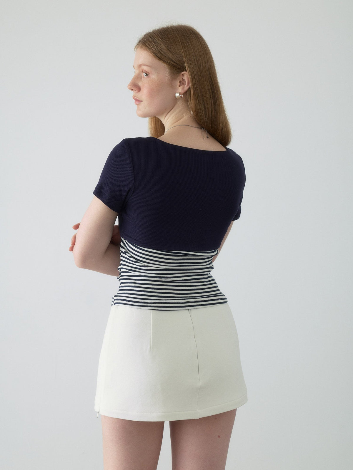 Navy Stripe Tie Top Set