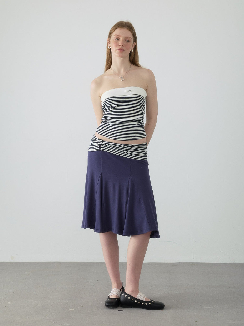 Navy Stripe Tie Top Set
