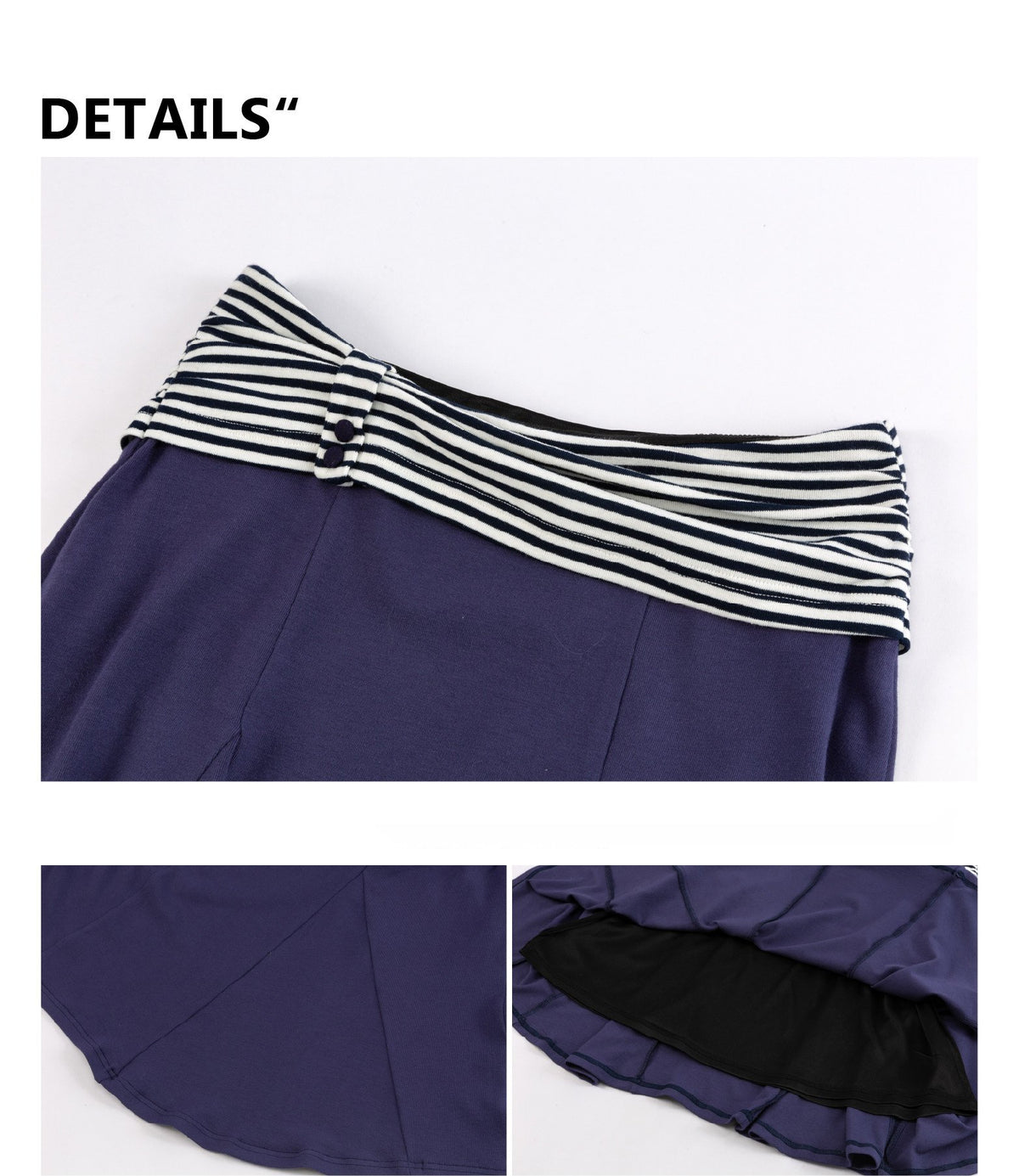 Navy Stripe Panel Flare Skirt