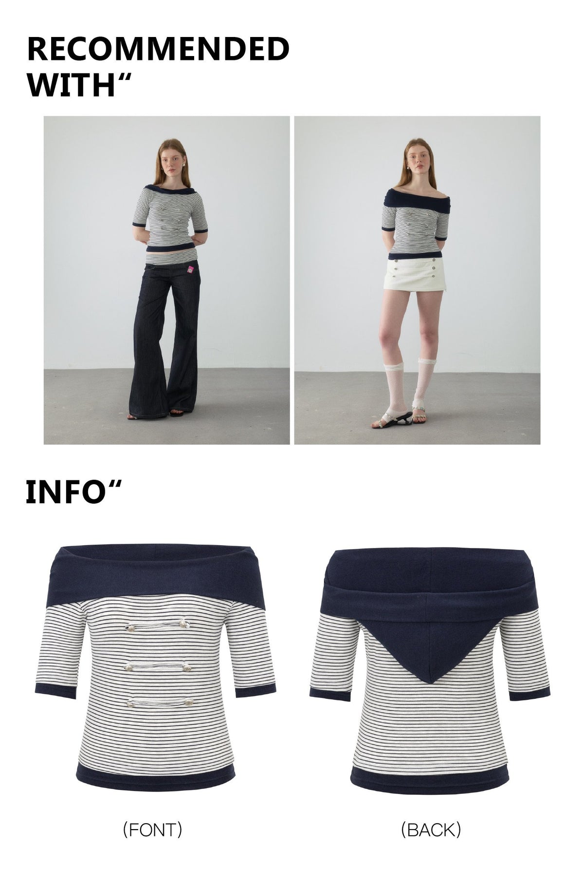 Nautical Stripe Off Shoulder Top