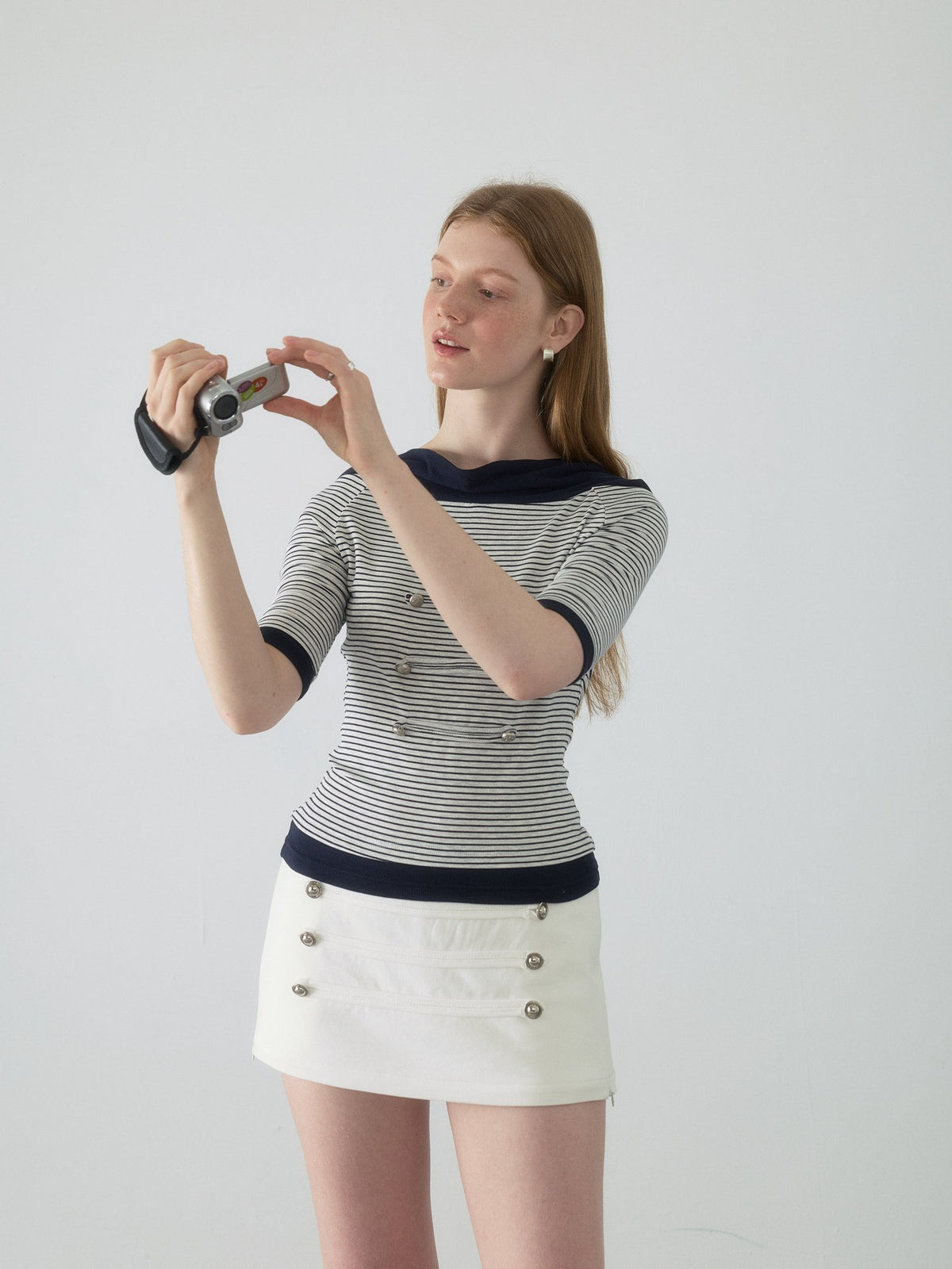 Nautical Stripe Off Shoulder Top