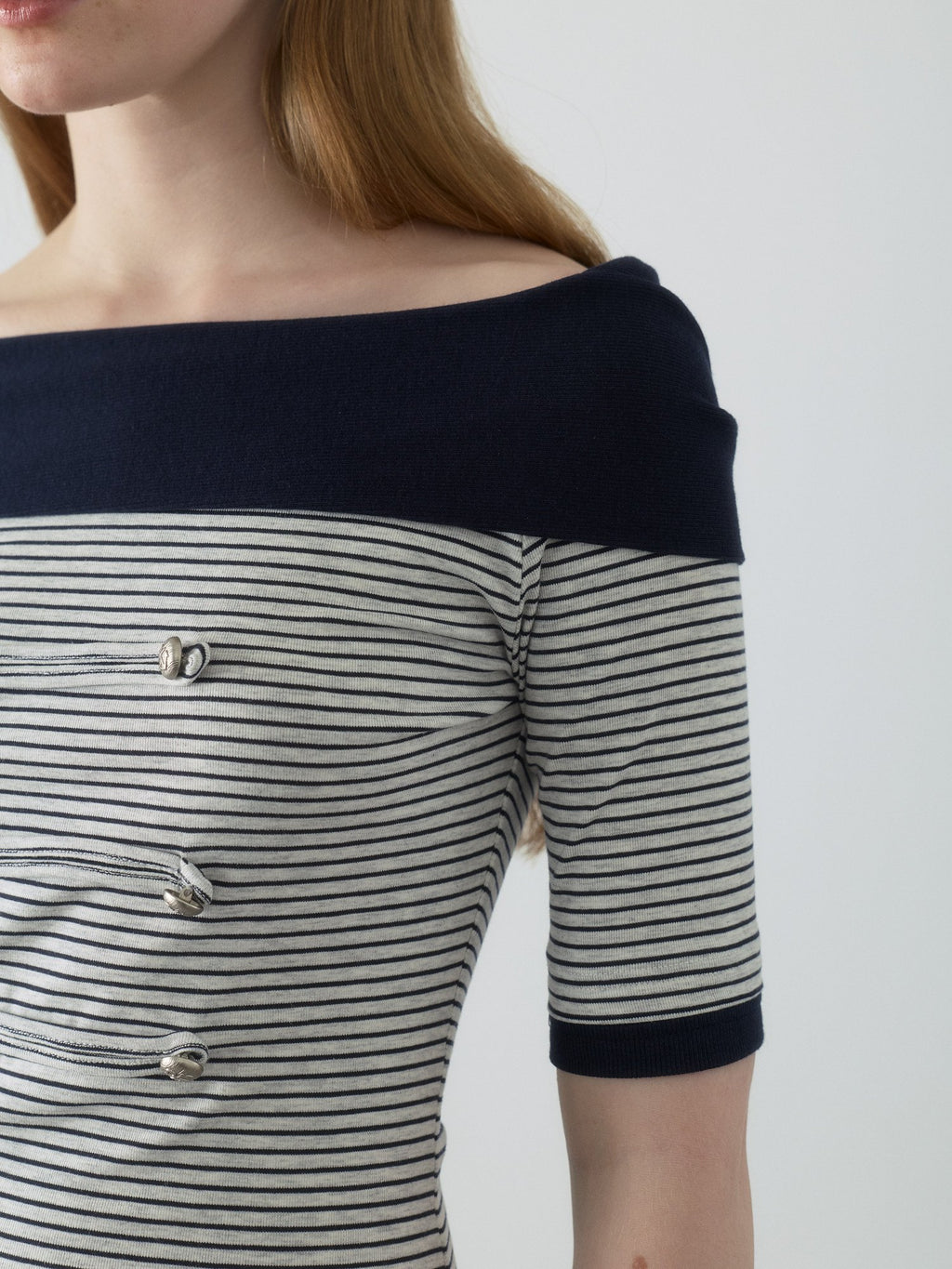 Nautical Stripe Off Shoulder Top