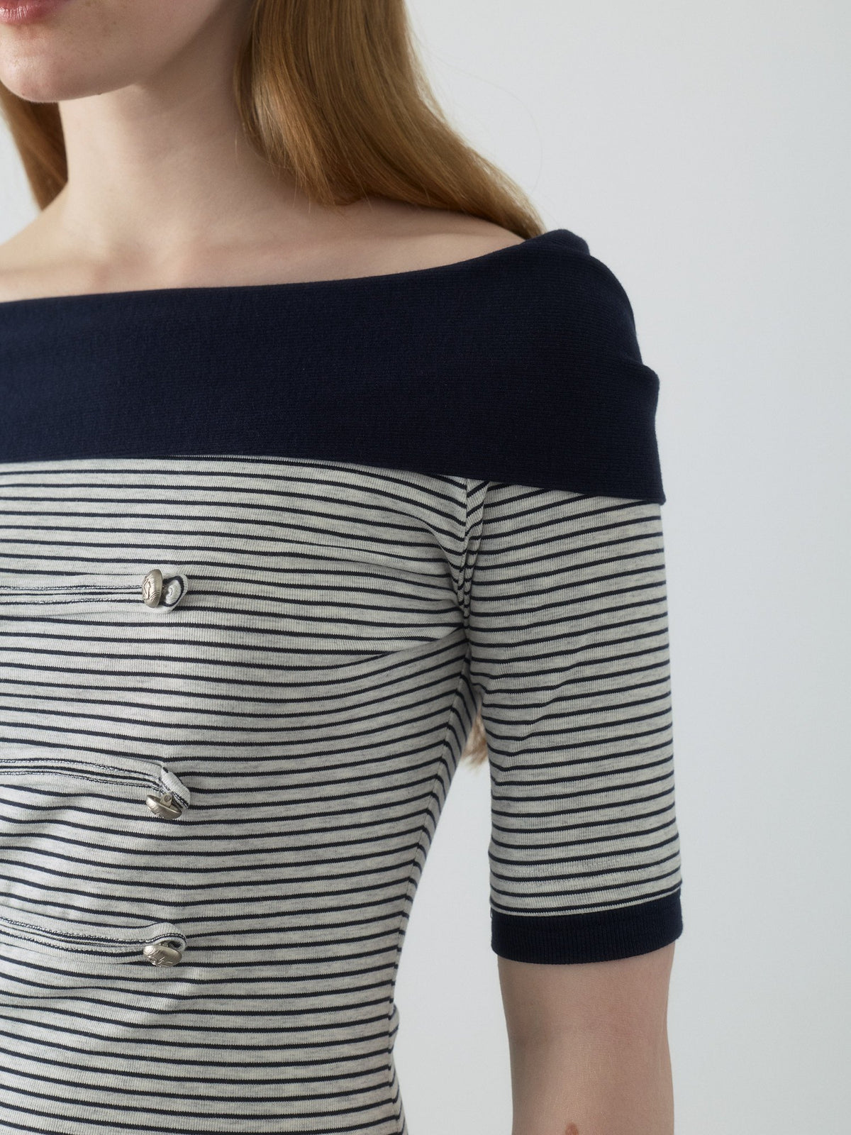 Nautical Stripe Off Shoulder Top