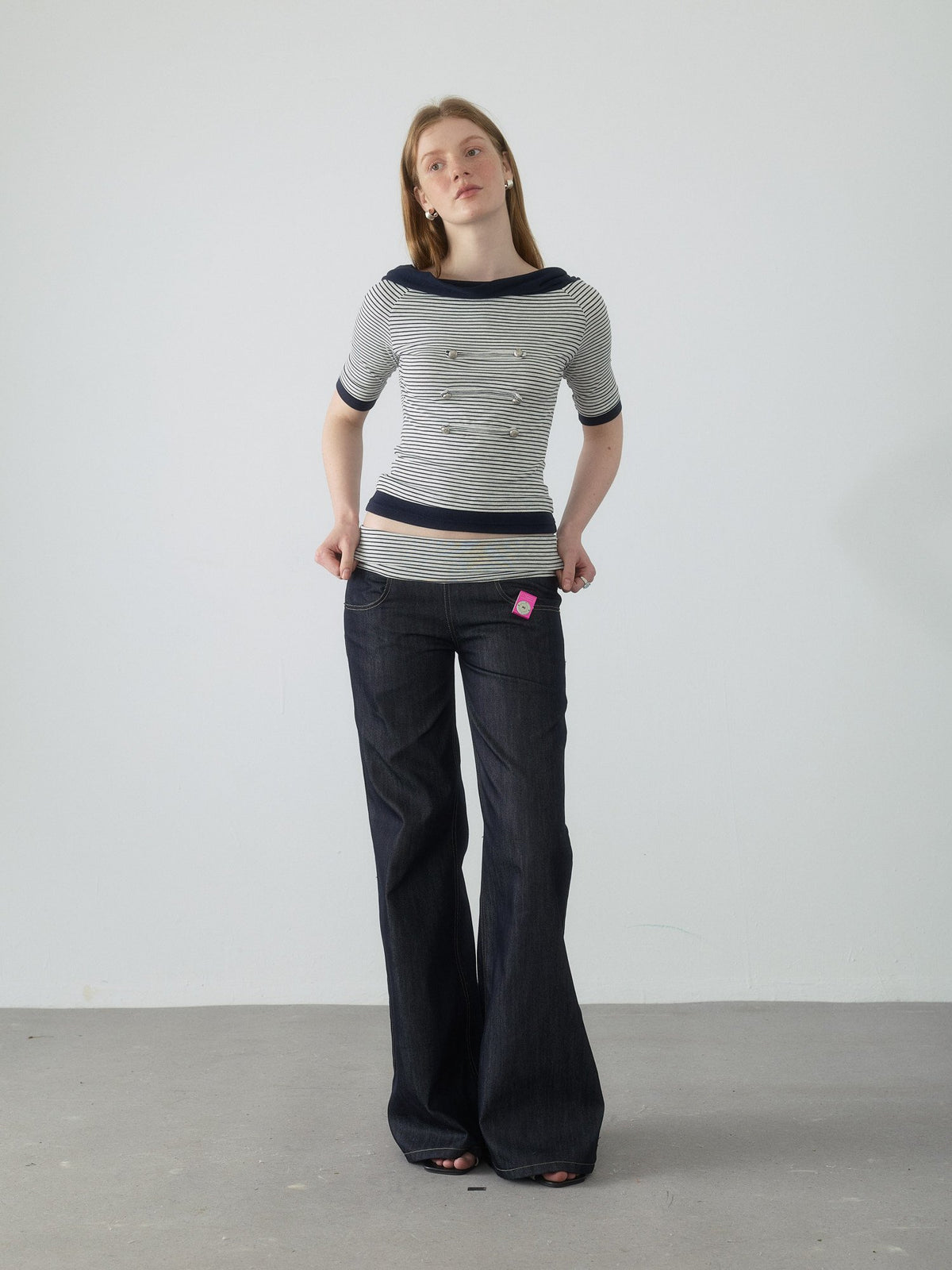 Spiral Stripe Bootcut Pants