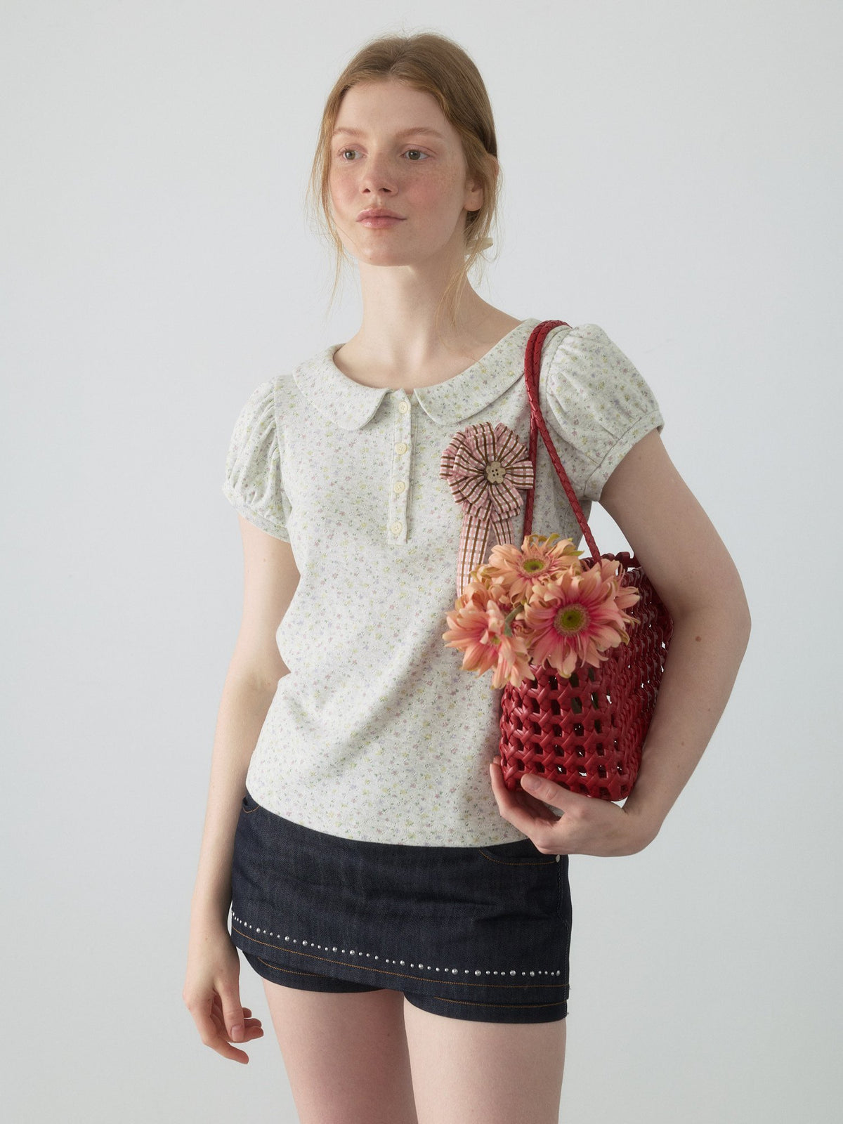 Doll Collar Puff Sleeve Top