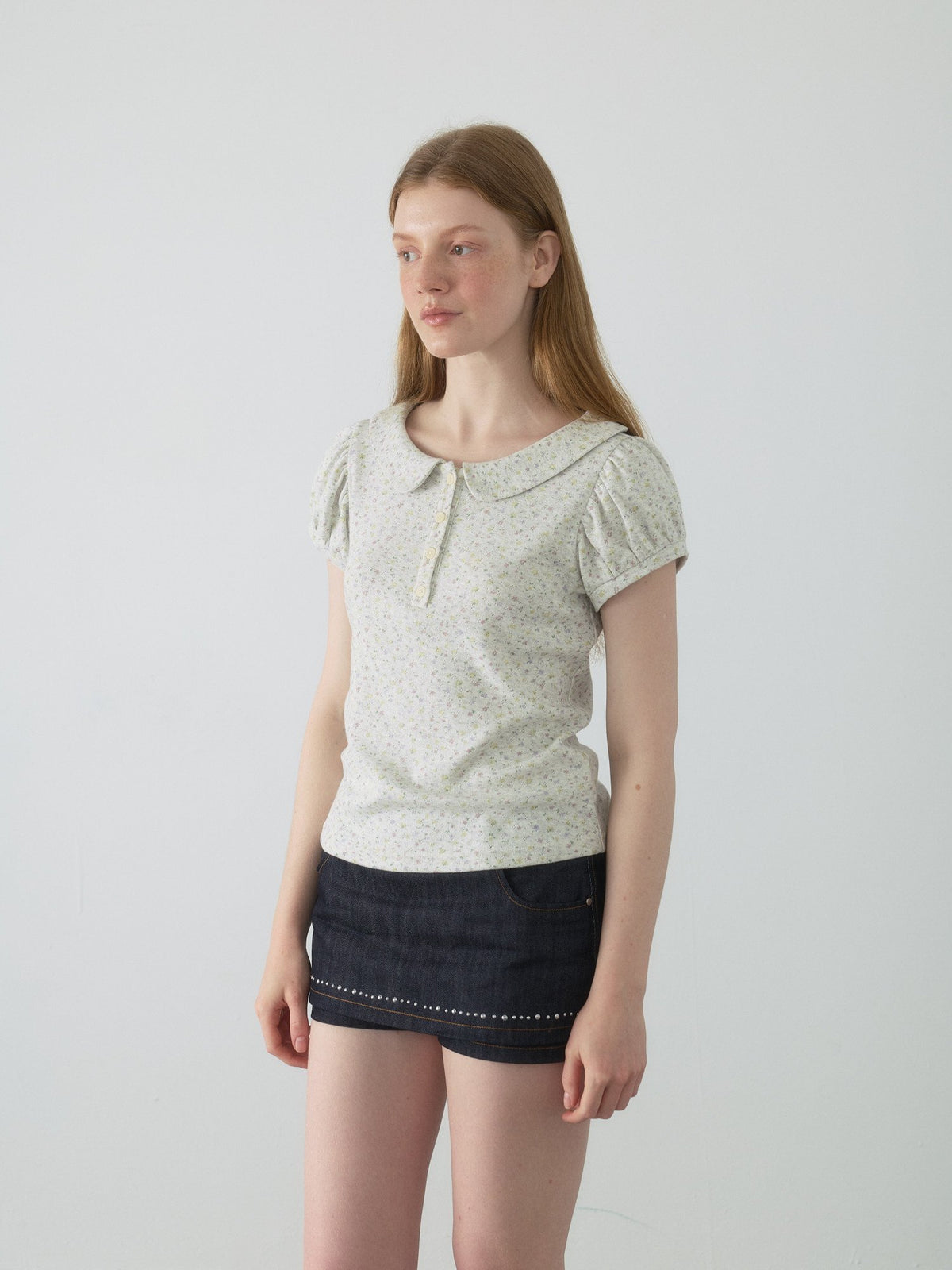 Doll Collar Puff Sleeve Top
