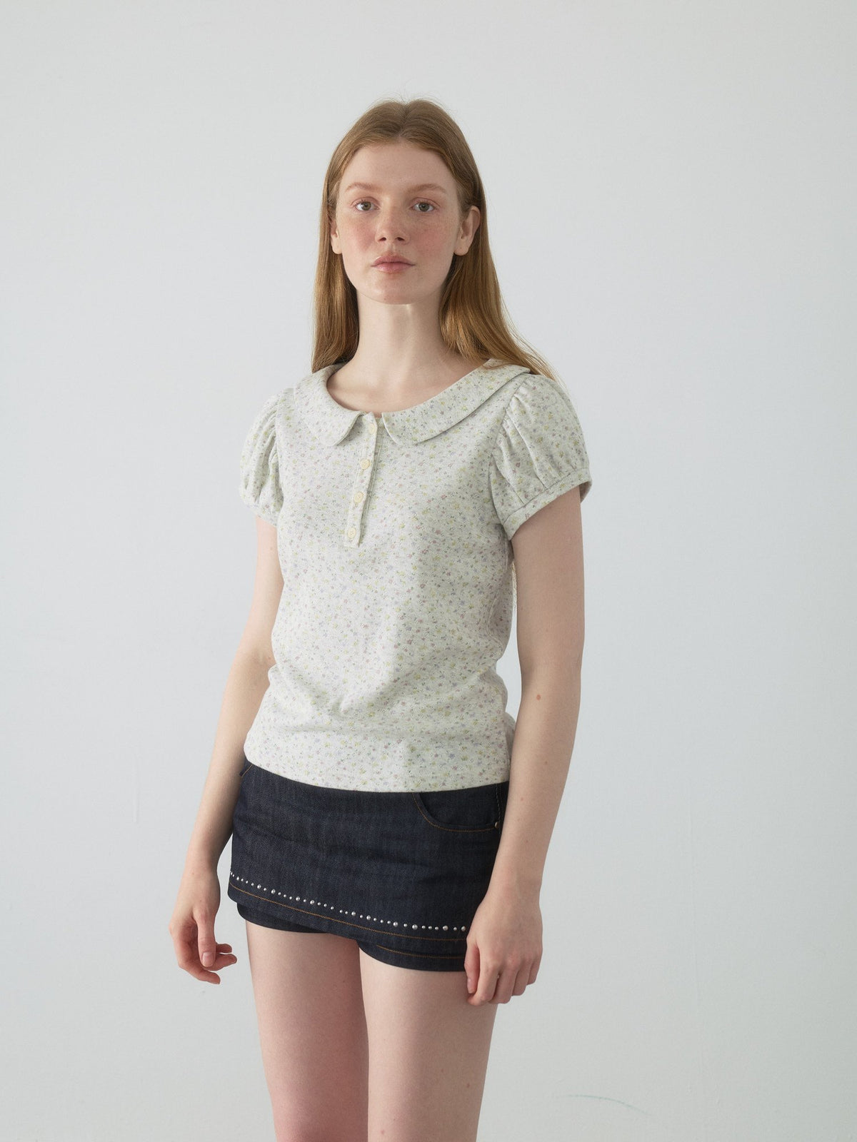 Doll Collar Puff Sleeve Top