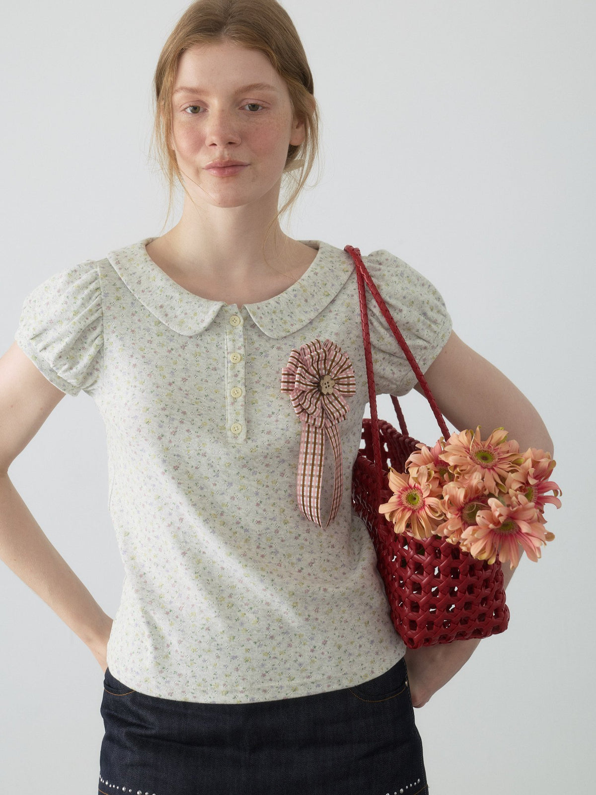 Doll Collar Puff Sleeve Top