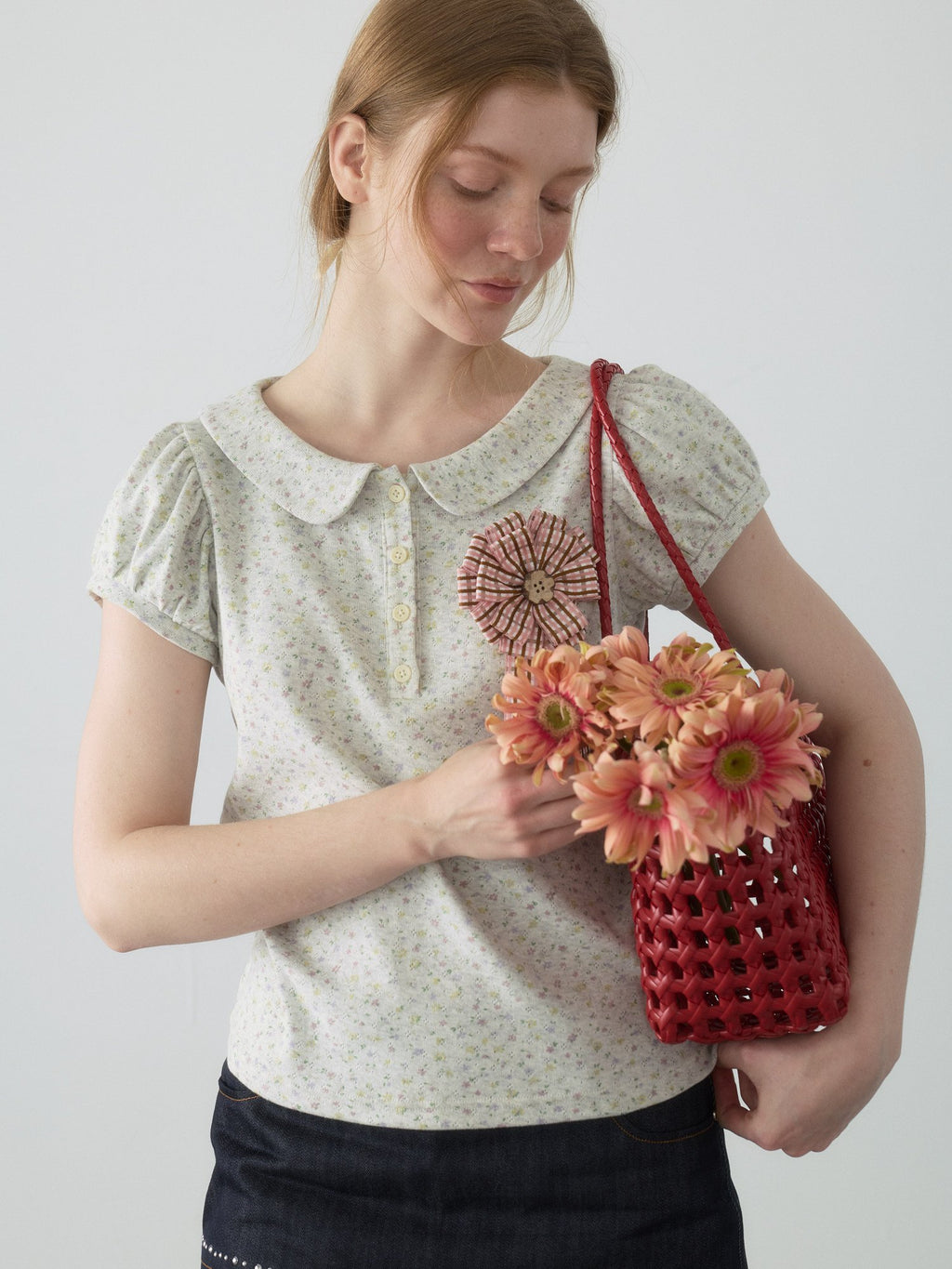 Doll Collar Puff Sleeve Top