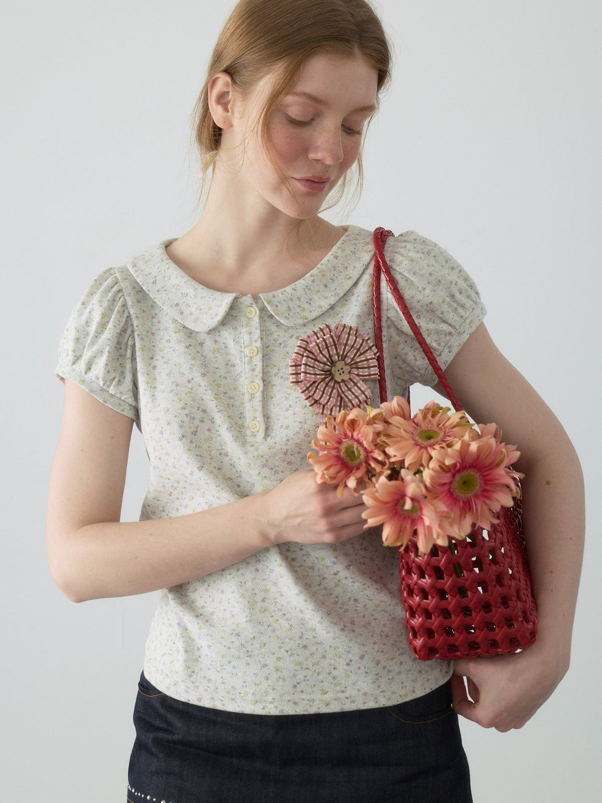 Doll Collar Puff Sleeve Top