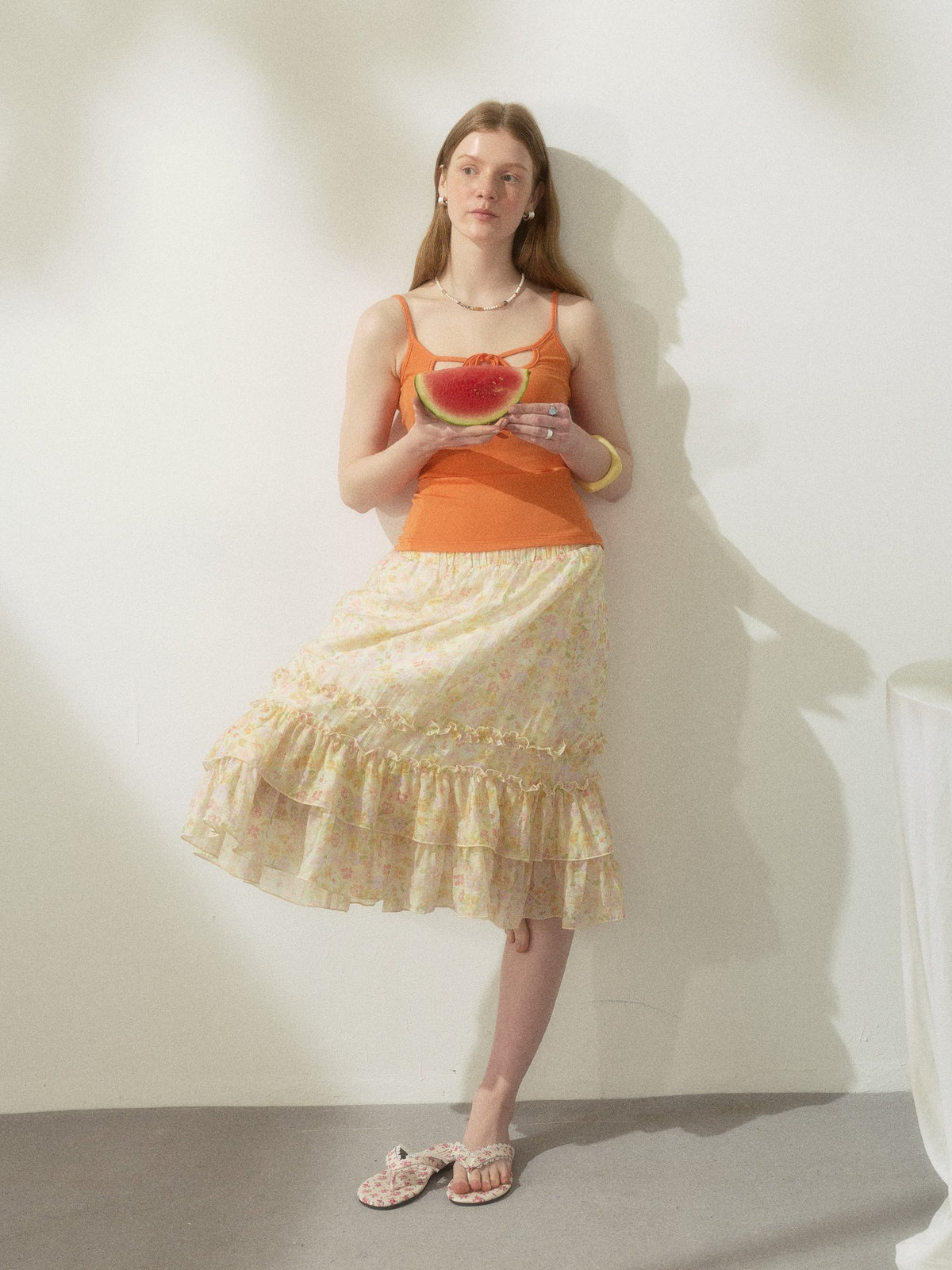 Berry Curve Ruffle Skirt