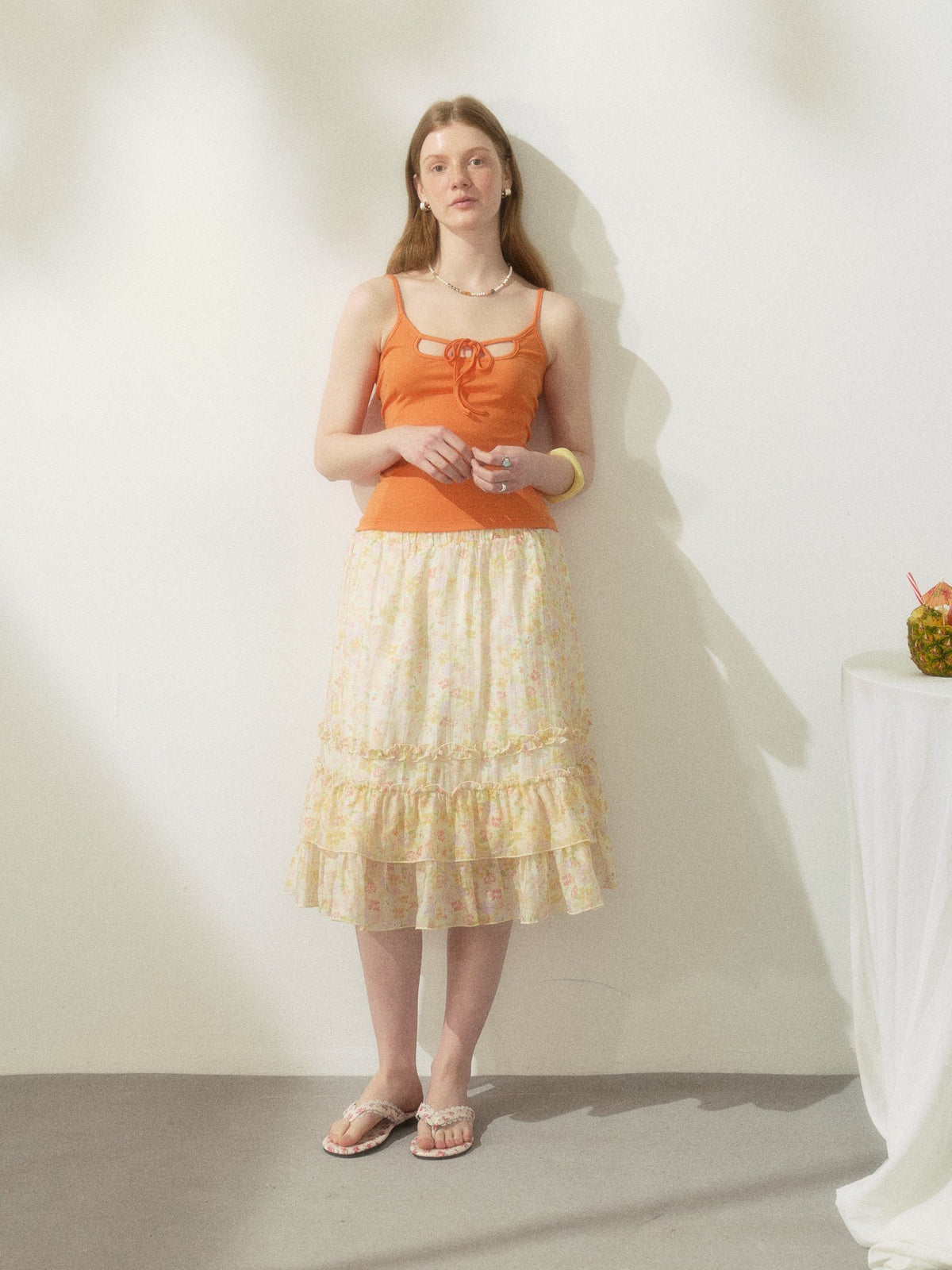 Berry Curve Ruffle Skirt