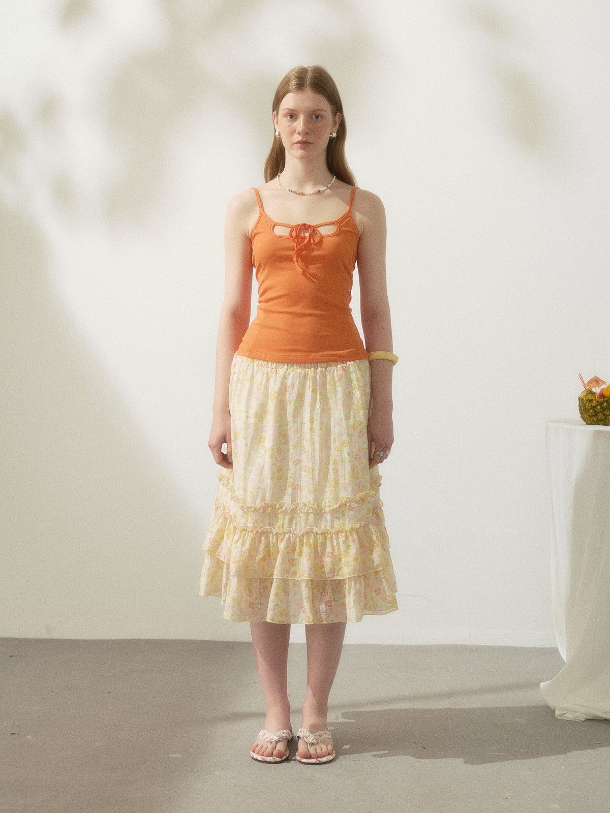 Berry Curve Ruffle Skirt