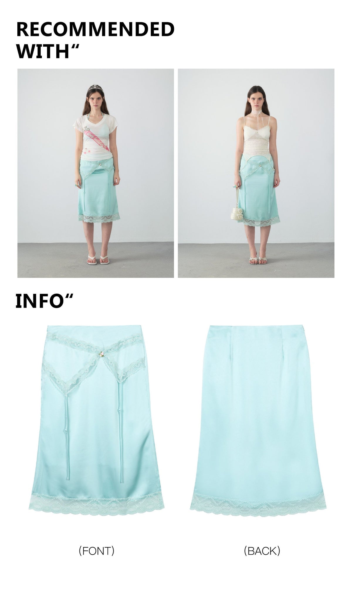 Lace Trim Satin Mermaid Skirt