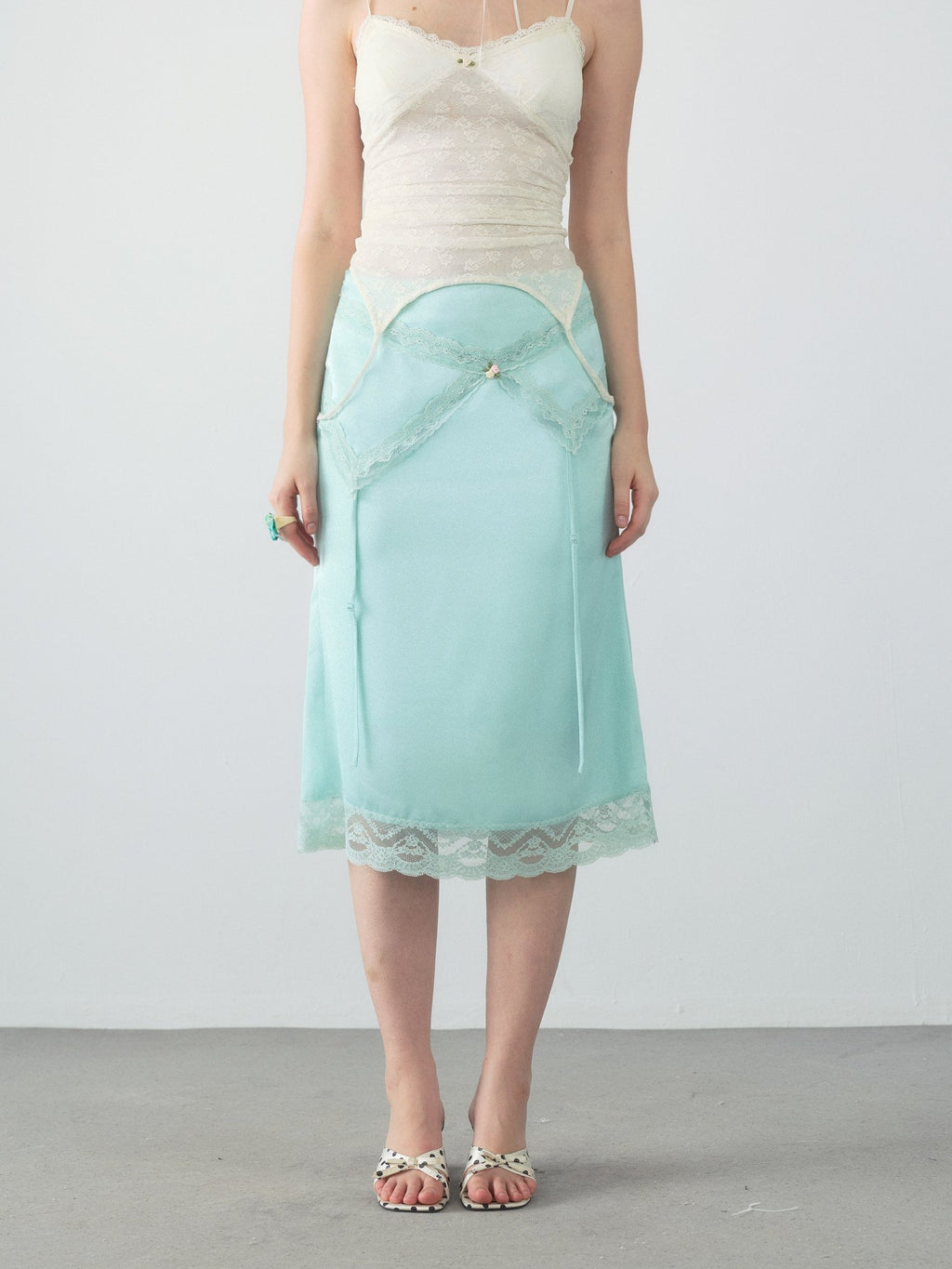 Lace Trim Satin Mermaid Skirt