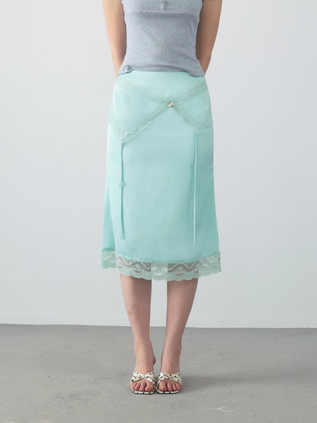 Lace Trim Satin Mermaid Skirt