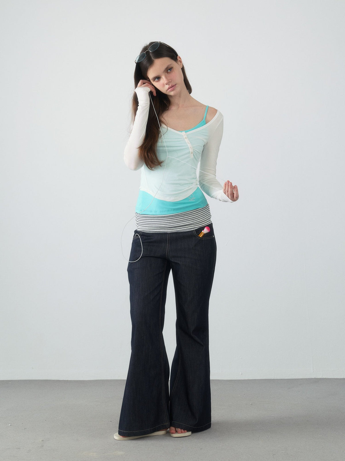 Spiral Button Shirring Top
