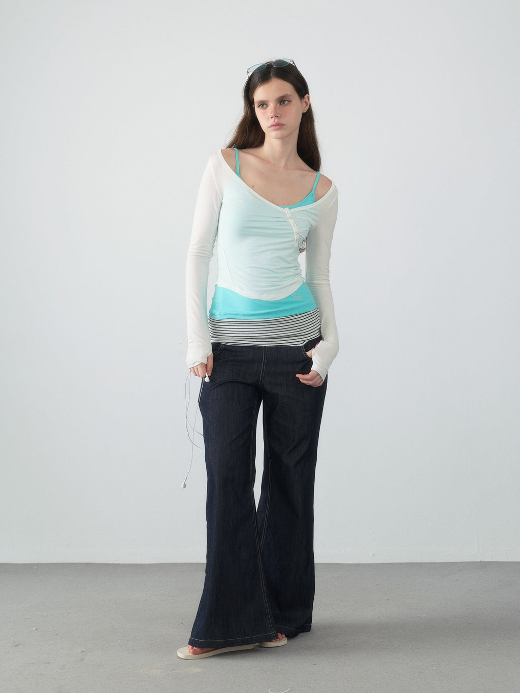 Spiral Button Shirring Top