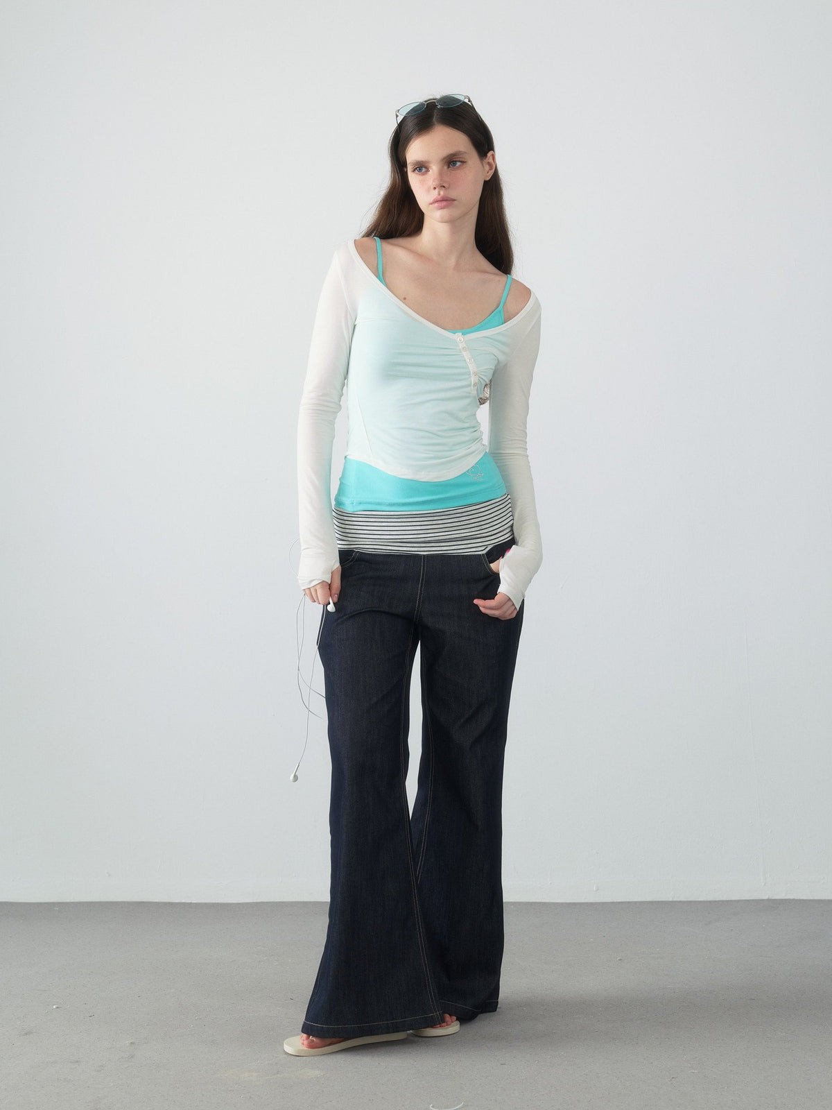 Spiral Button Shirring Top