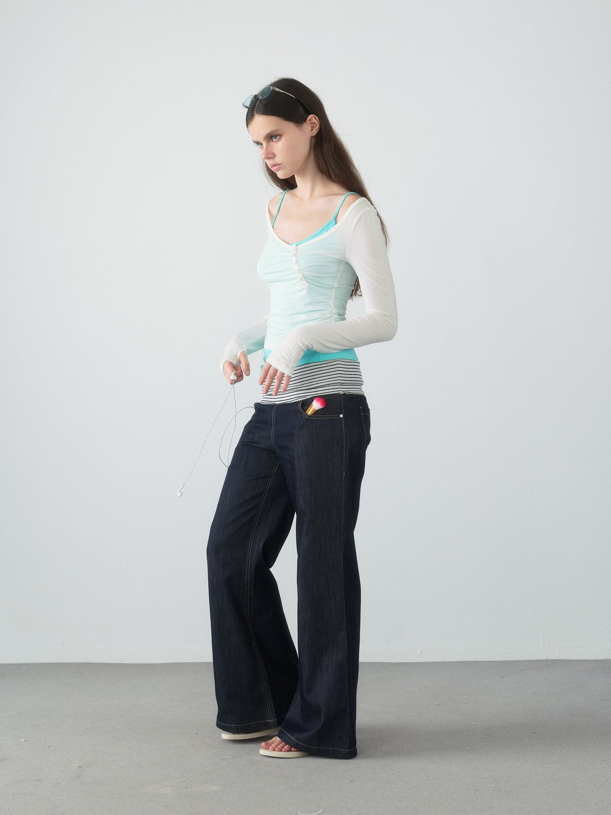 Spiral Button Shirring Top