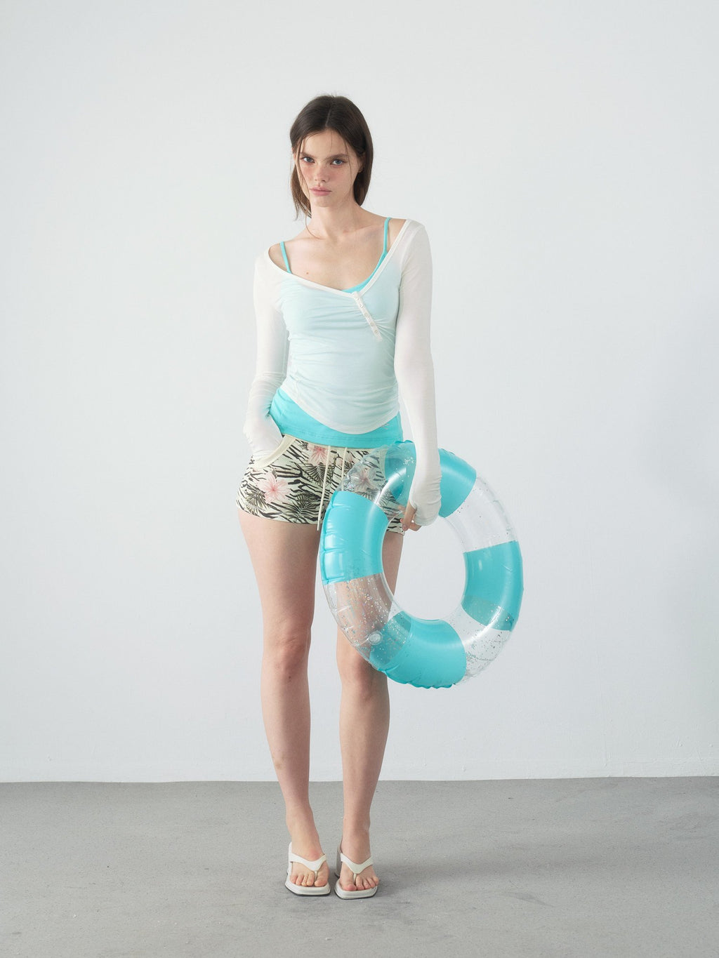 Spiral Button Shirring Top