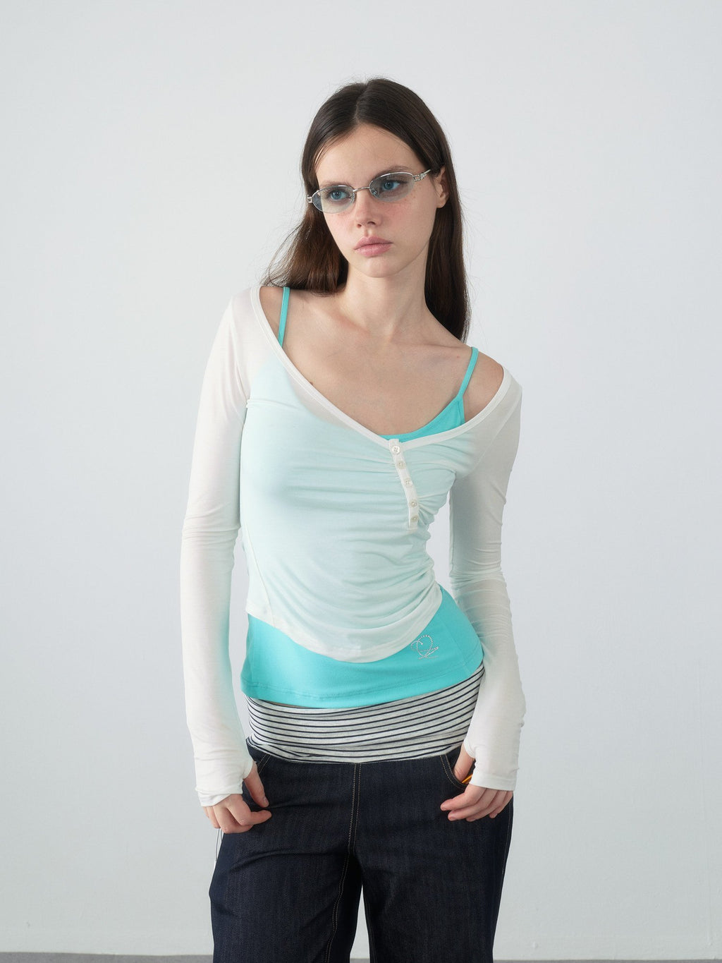 Spiral Button Shirring Top