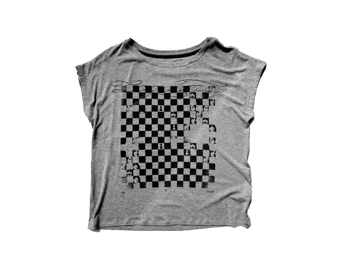 Checkerboard Portrait Print Relaxed Top