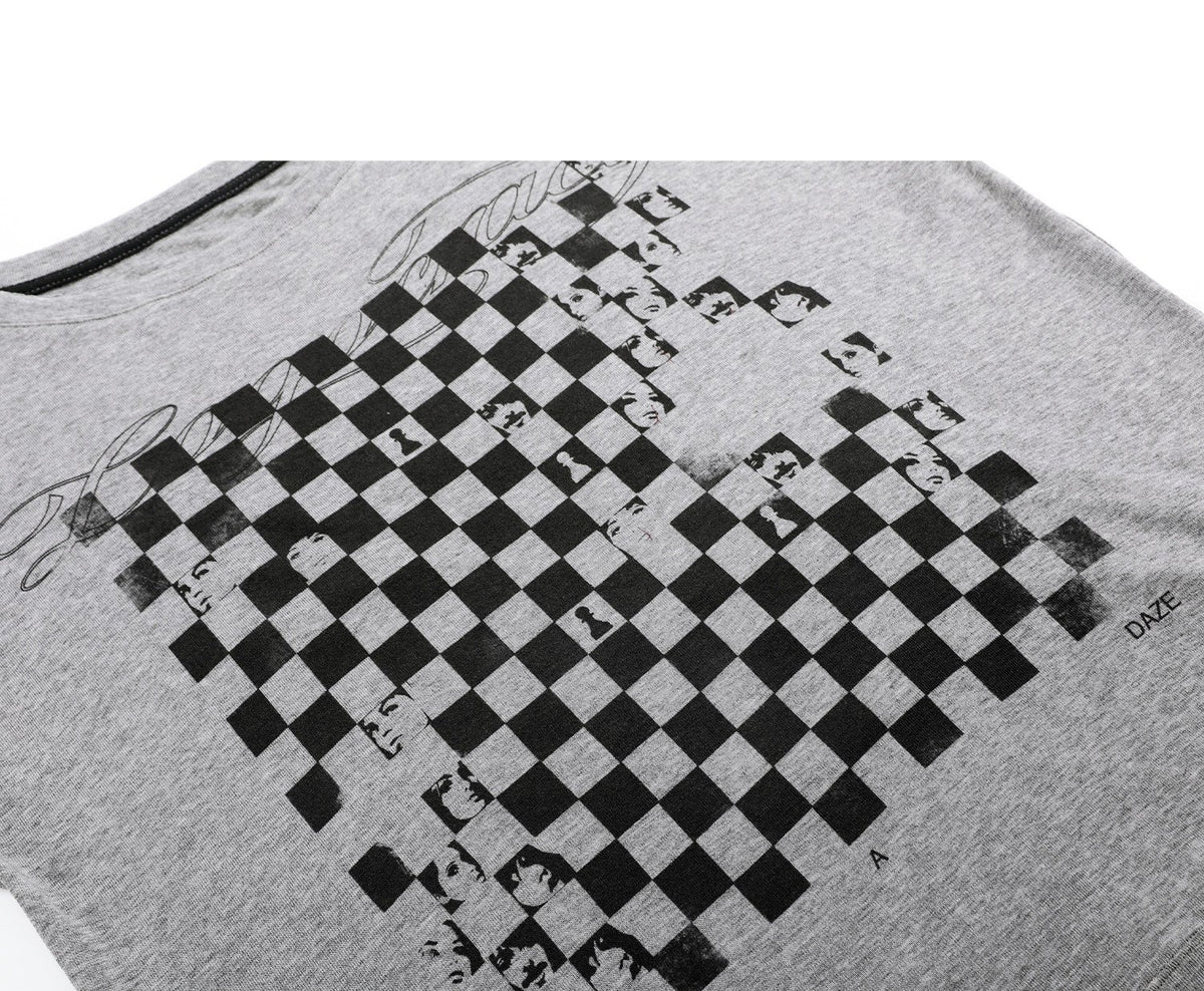 Checkerboard Portrait Print Relaxed Top
