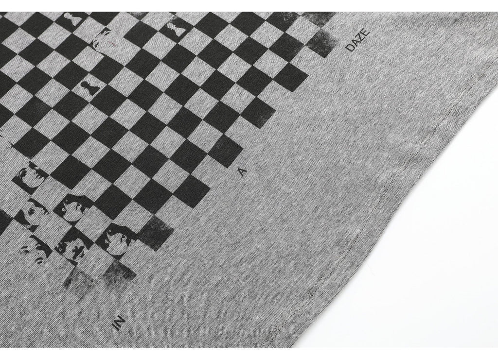 Checkerboard Portrait Print Relaxed Top